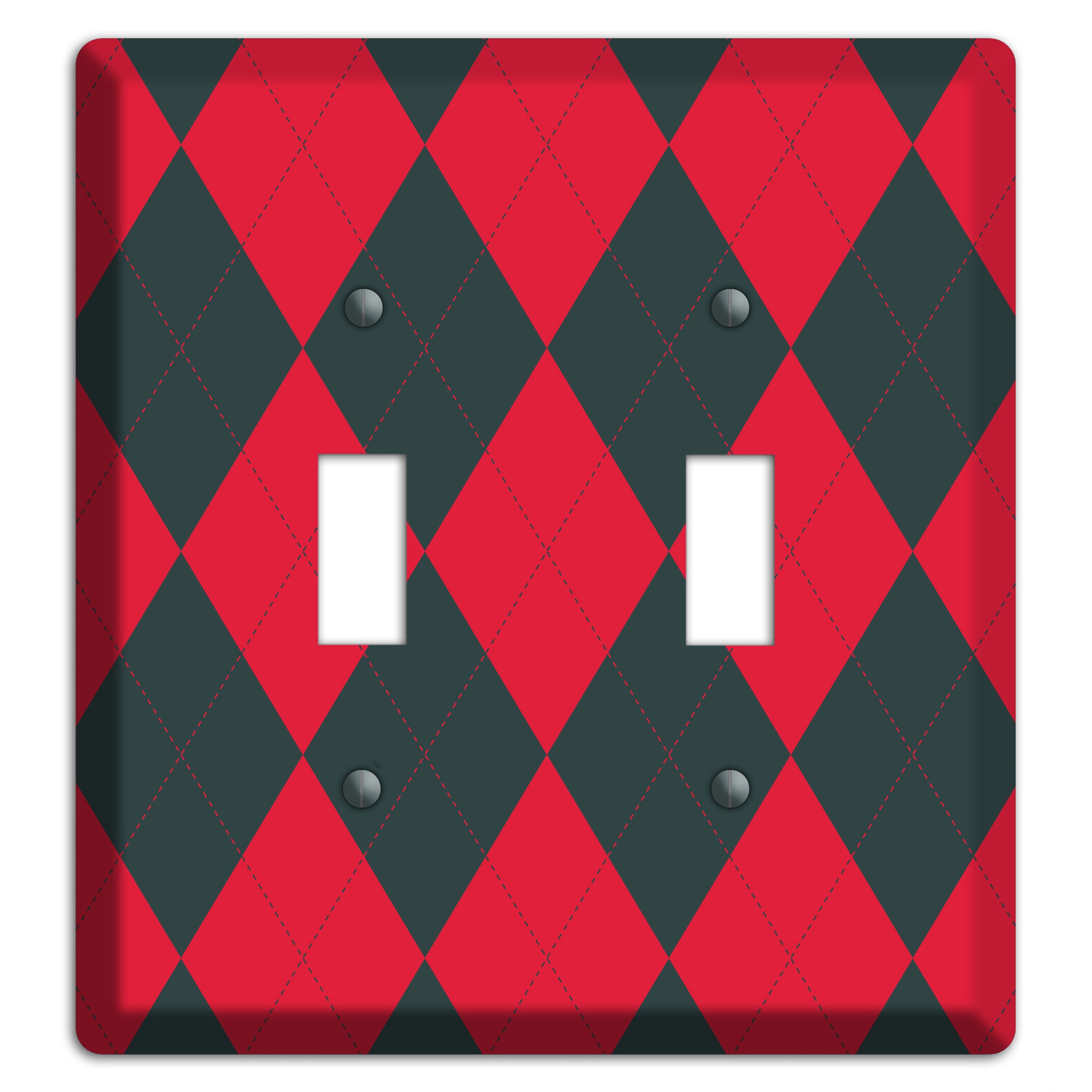 Red and Black Argyle 2 Toggle Wallplate