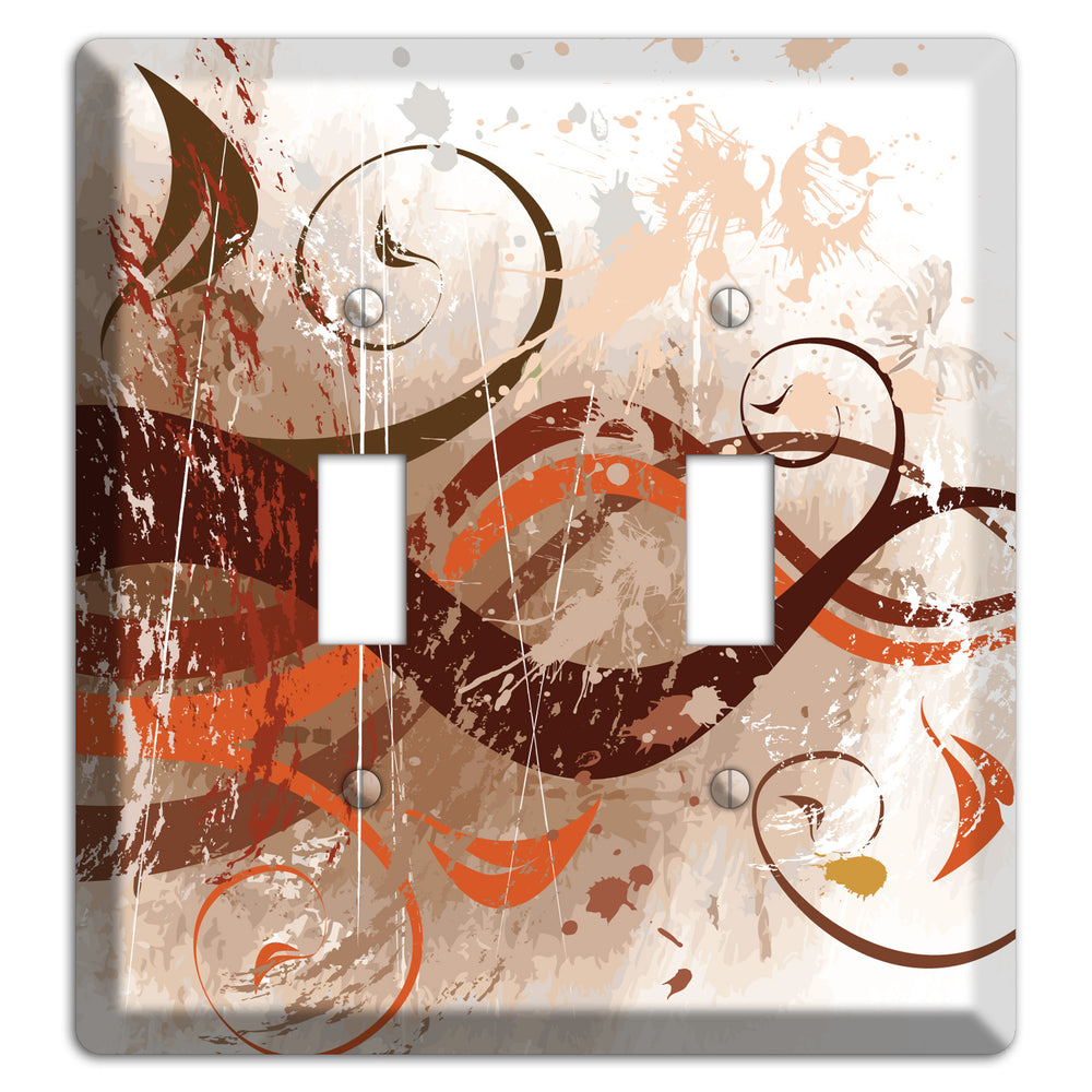 Brown Maroon Orange Swirl and Splatter 2 Toggle Wallplate