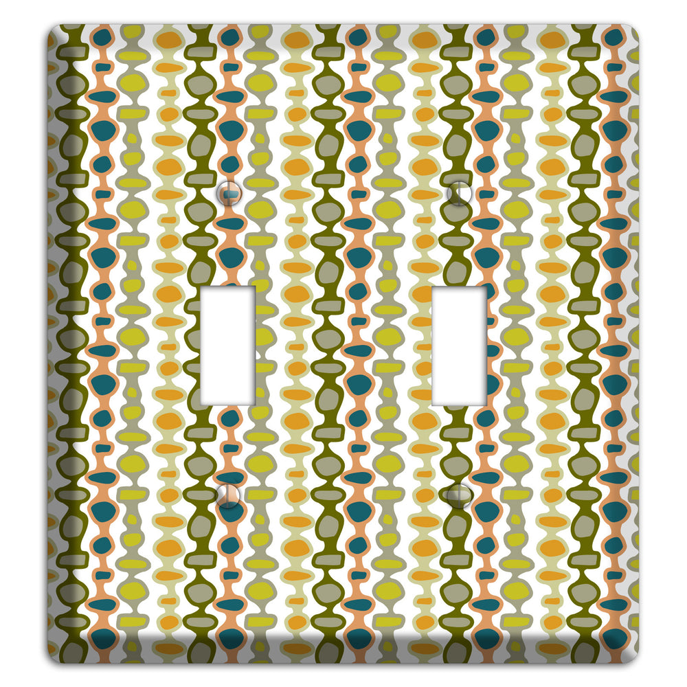 Multi Olive and Mustard Bead and Reel 2 Toggle Wallplate