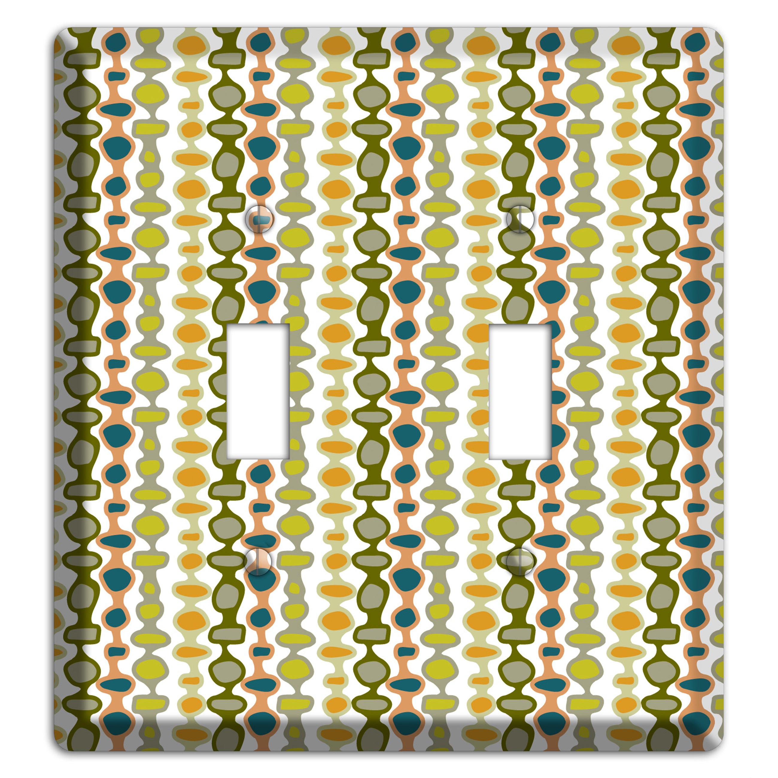 Multi Olive and Mustard Bead and Reel 2 Toggle Wallplate