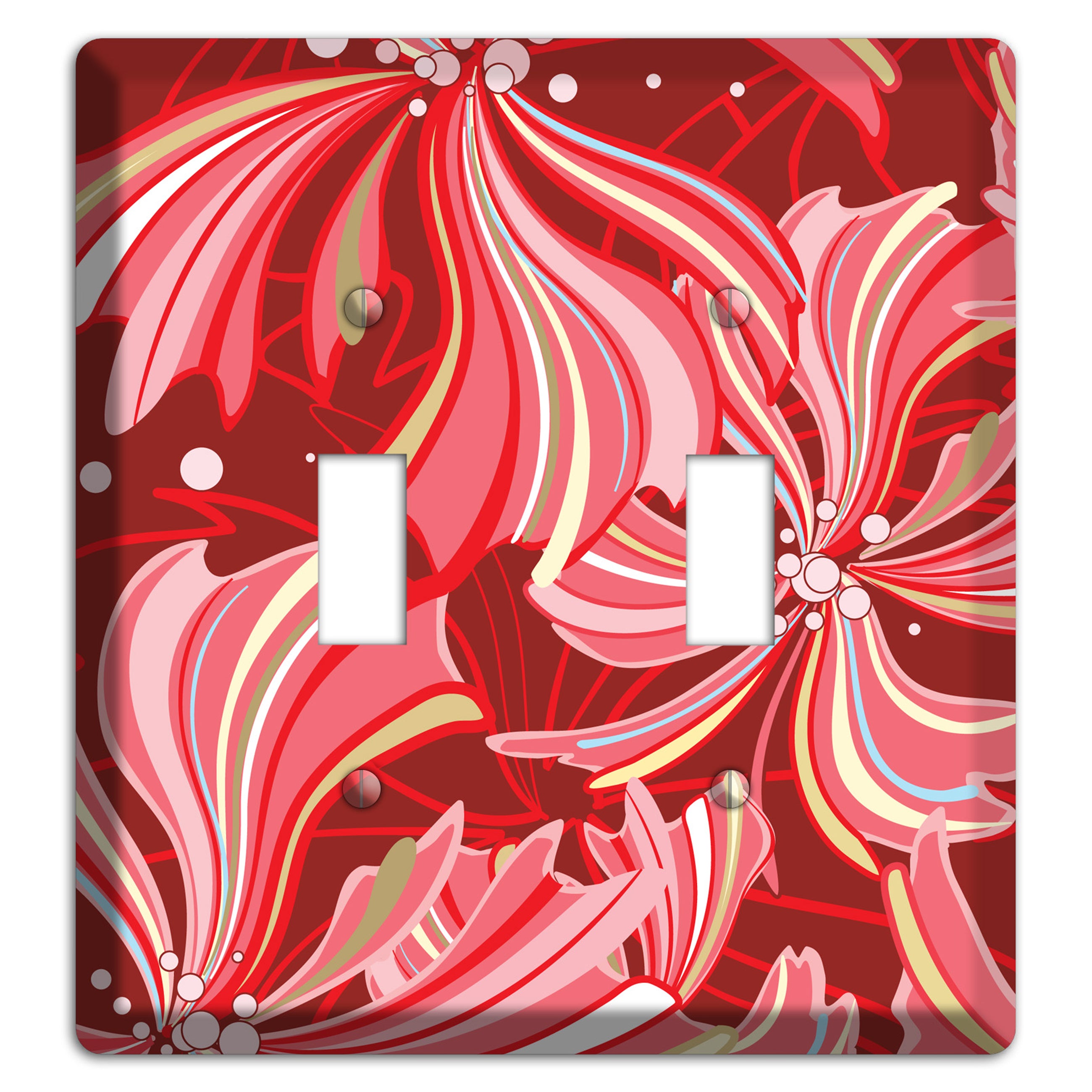 Red Deco Blossoms 2 Toggle Wallplate