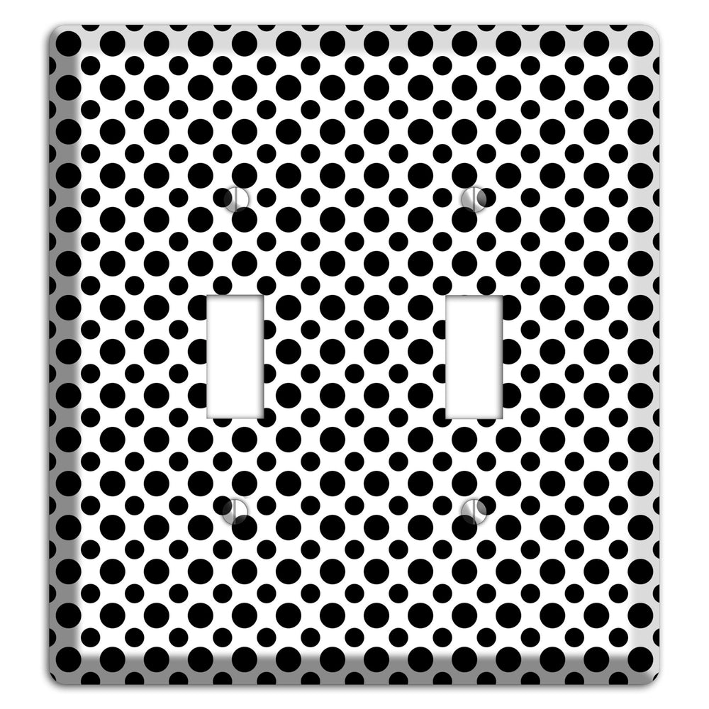 White with Black Multi Small Polka Dots 2 Toggle Wallplate