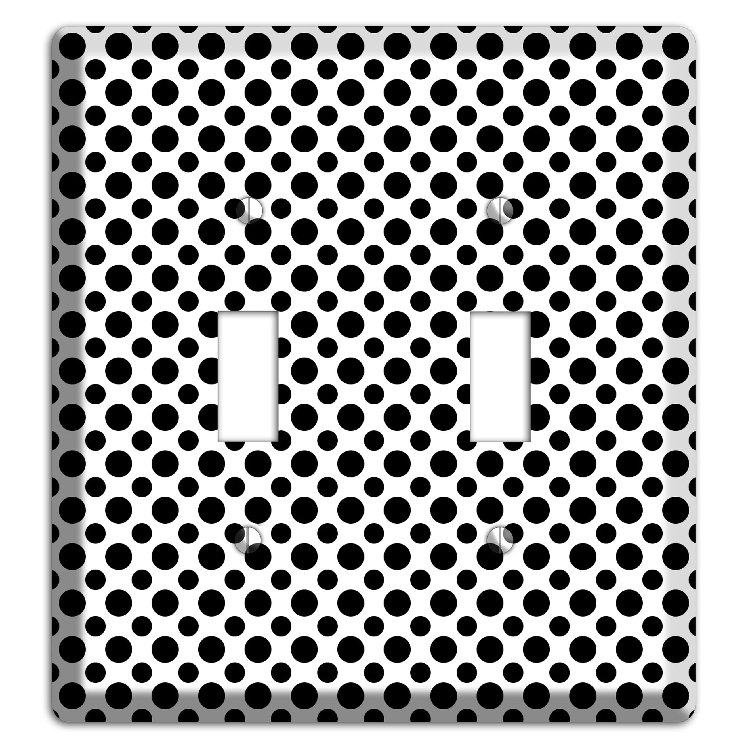 White with Black Multi Small Polka Dots 2 Toggle Wallplate
