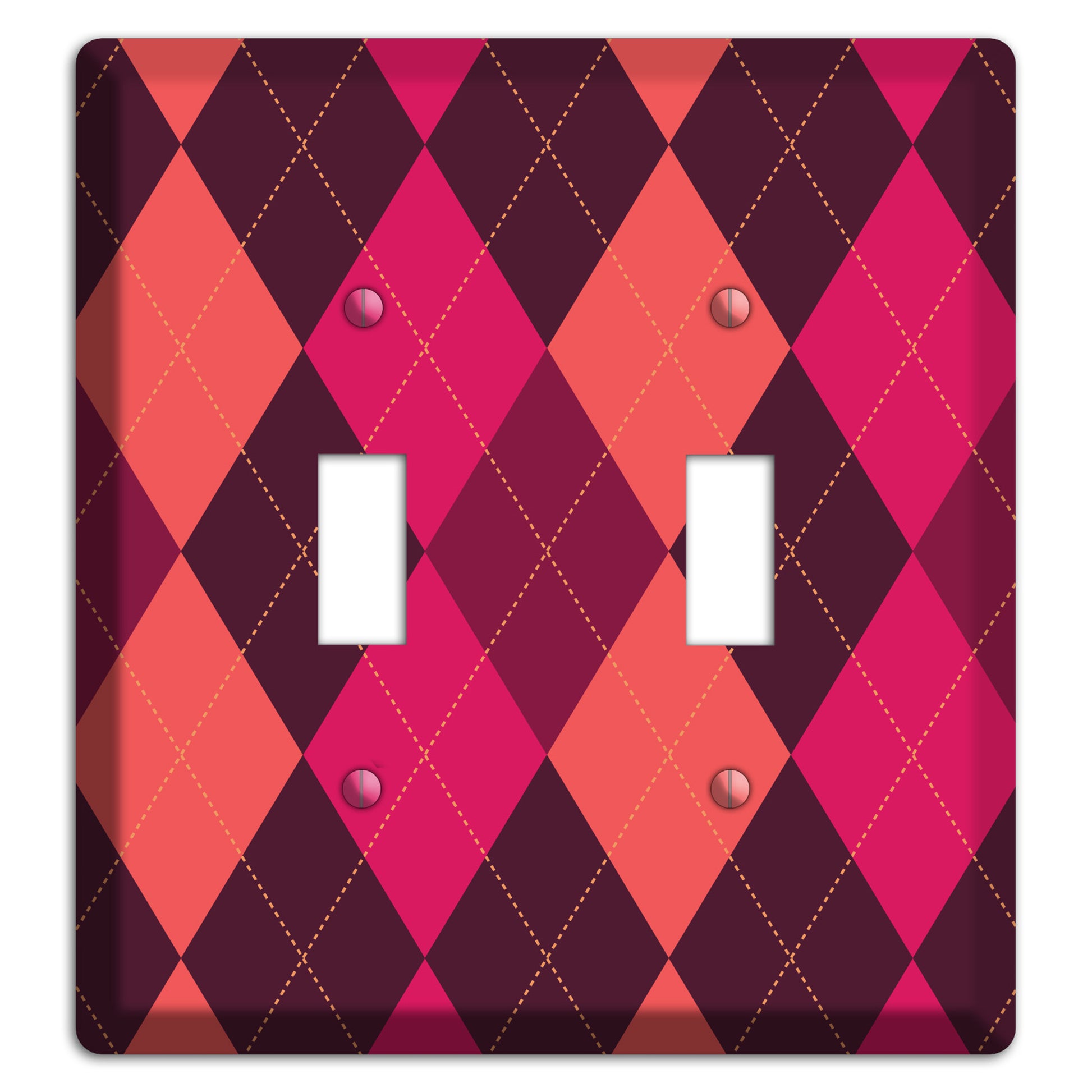 Orange and Pink Argyle 2 Toggle Wallplate