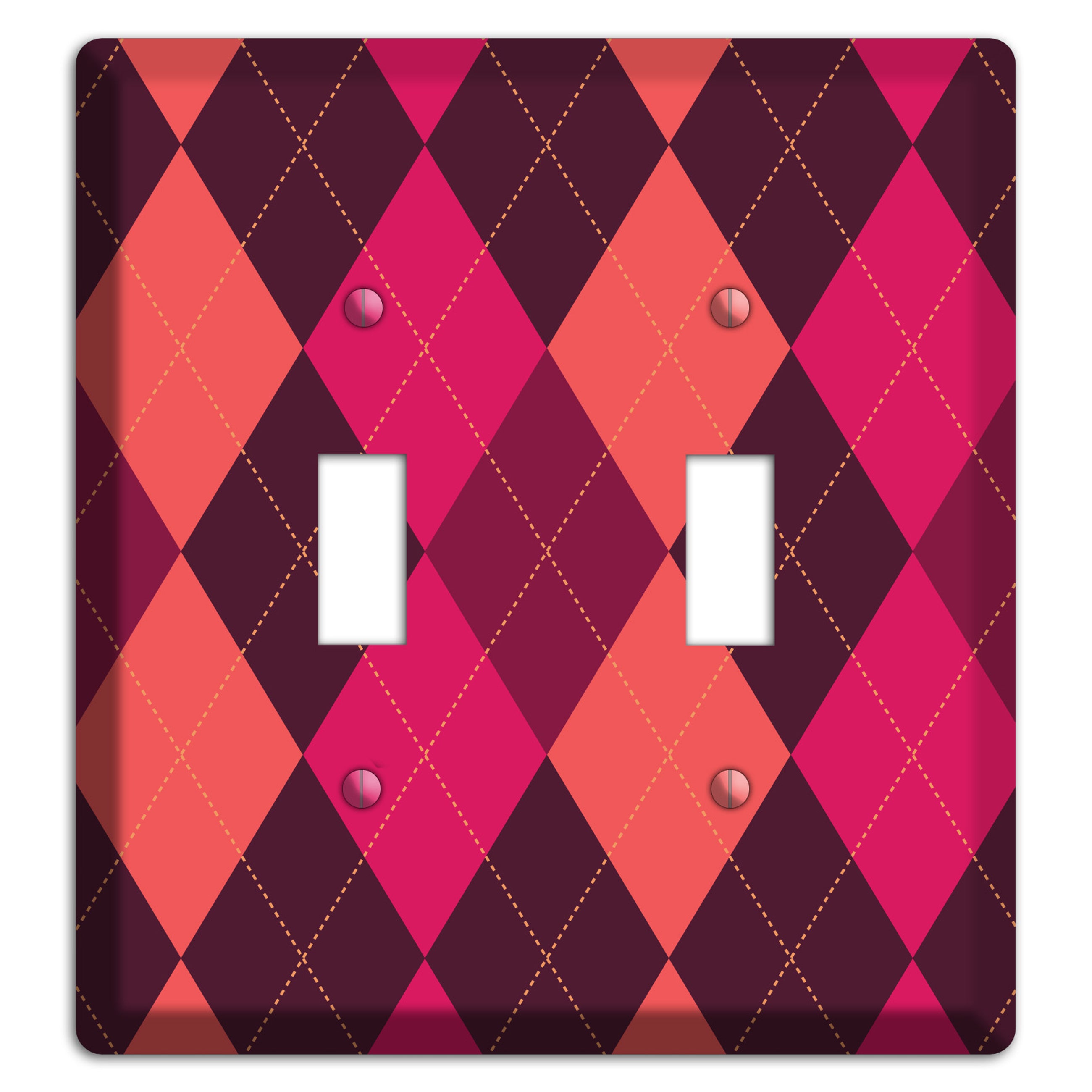 Orange and Pink Argyle 2 Toggle Wallplate