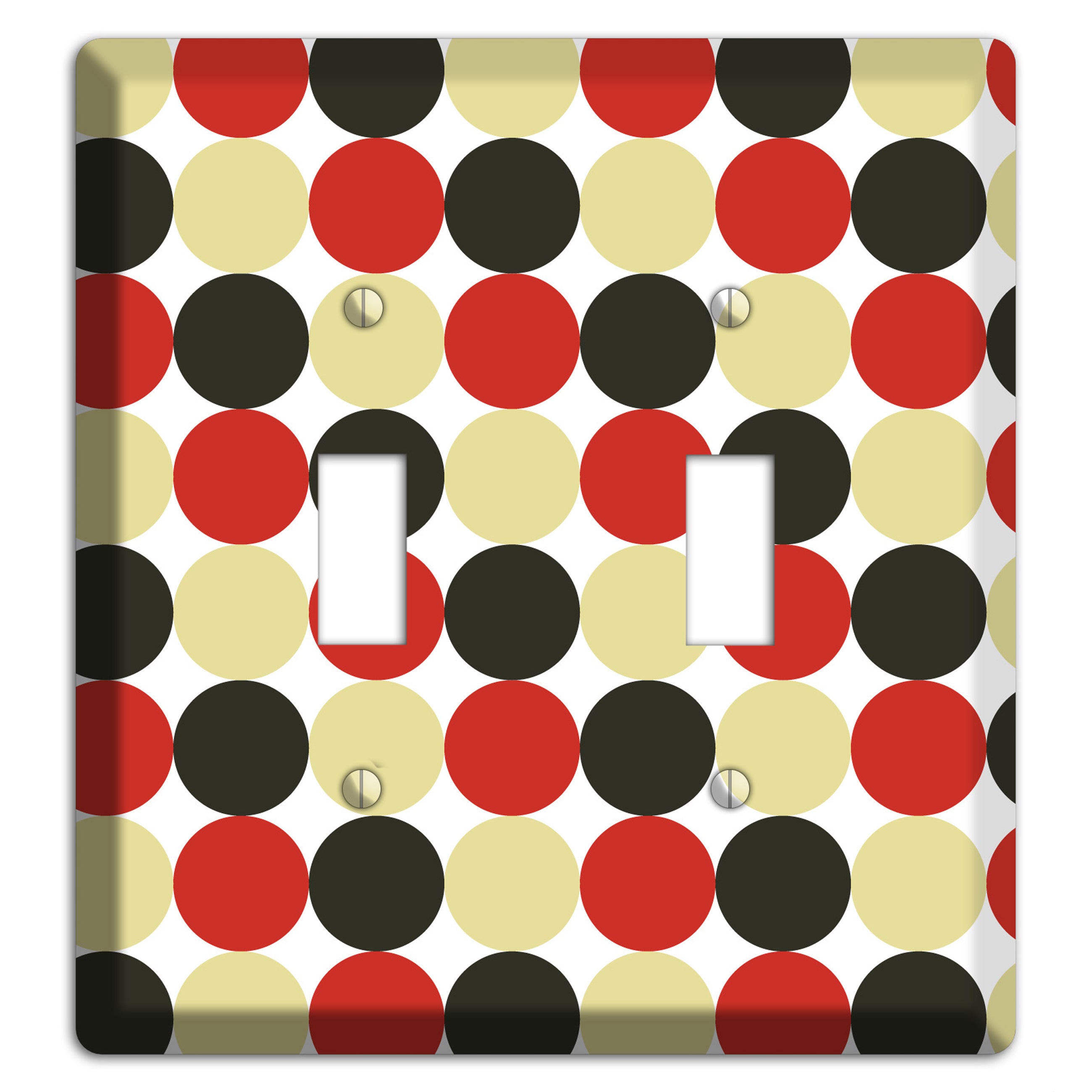 Beige Red Black Tiled Dots 2 Toggle Wallplate