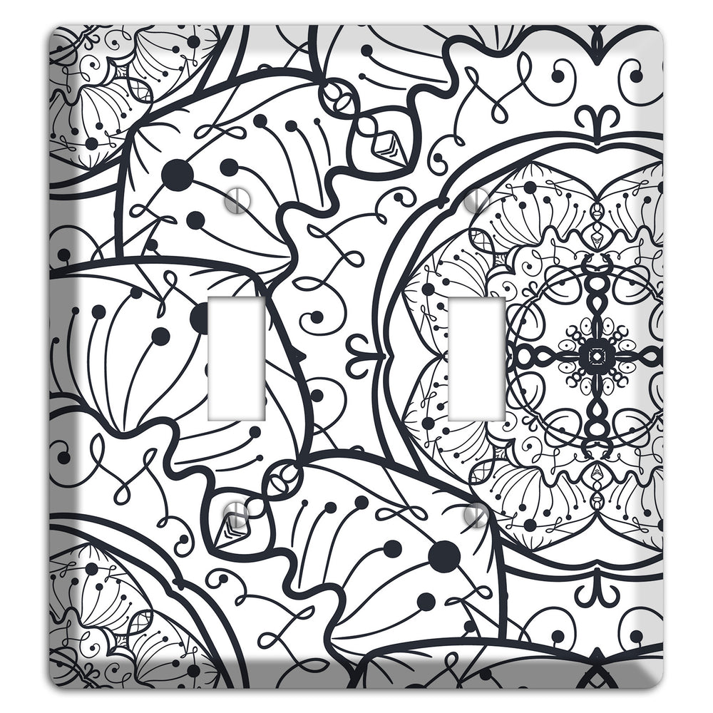 Mandala Black and White Style M Cover Plates 2 Toggle Wallplate