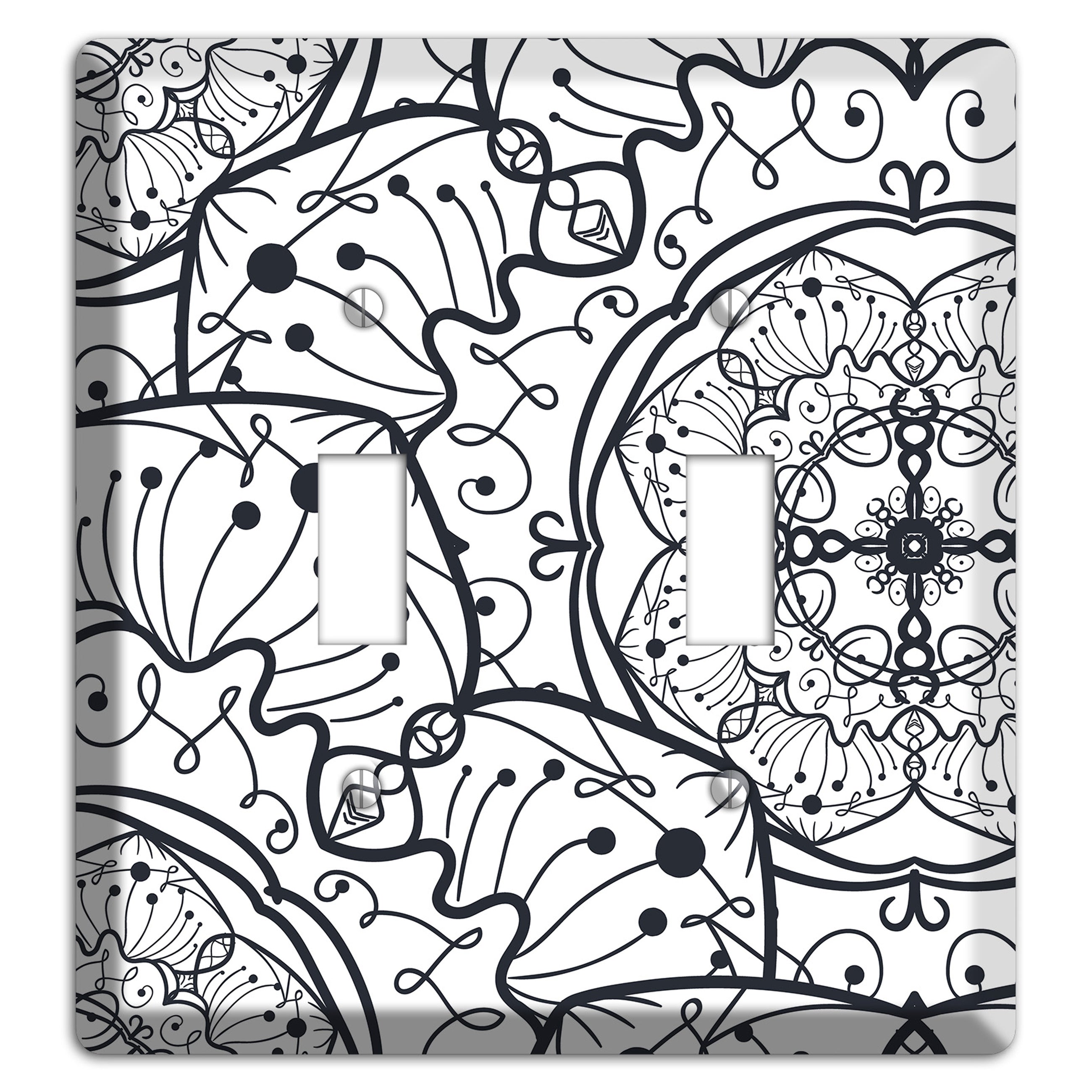 Mandala Black and White Style M Cover Plates 2 Toggle Wallplate
