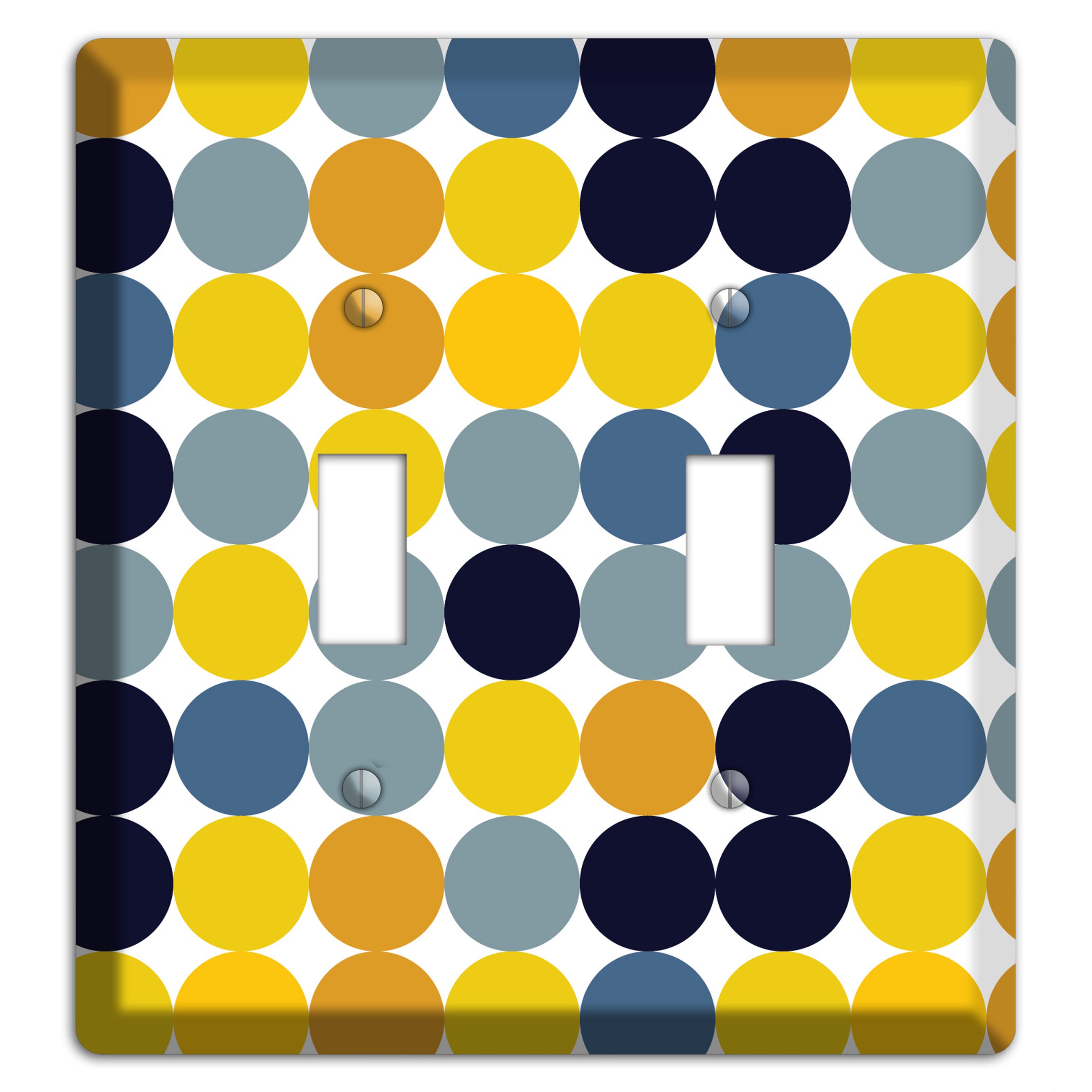 Multi Yellow and Blue Dots 2 Toggle Wallplate