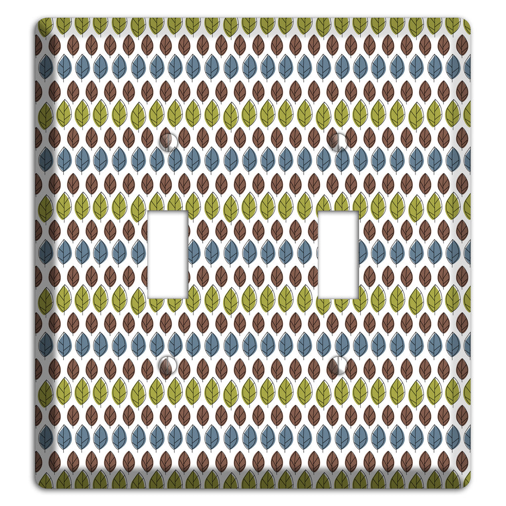 Sage Brown Dusty Blue Leaf Contour 2 Toggle Wallplate