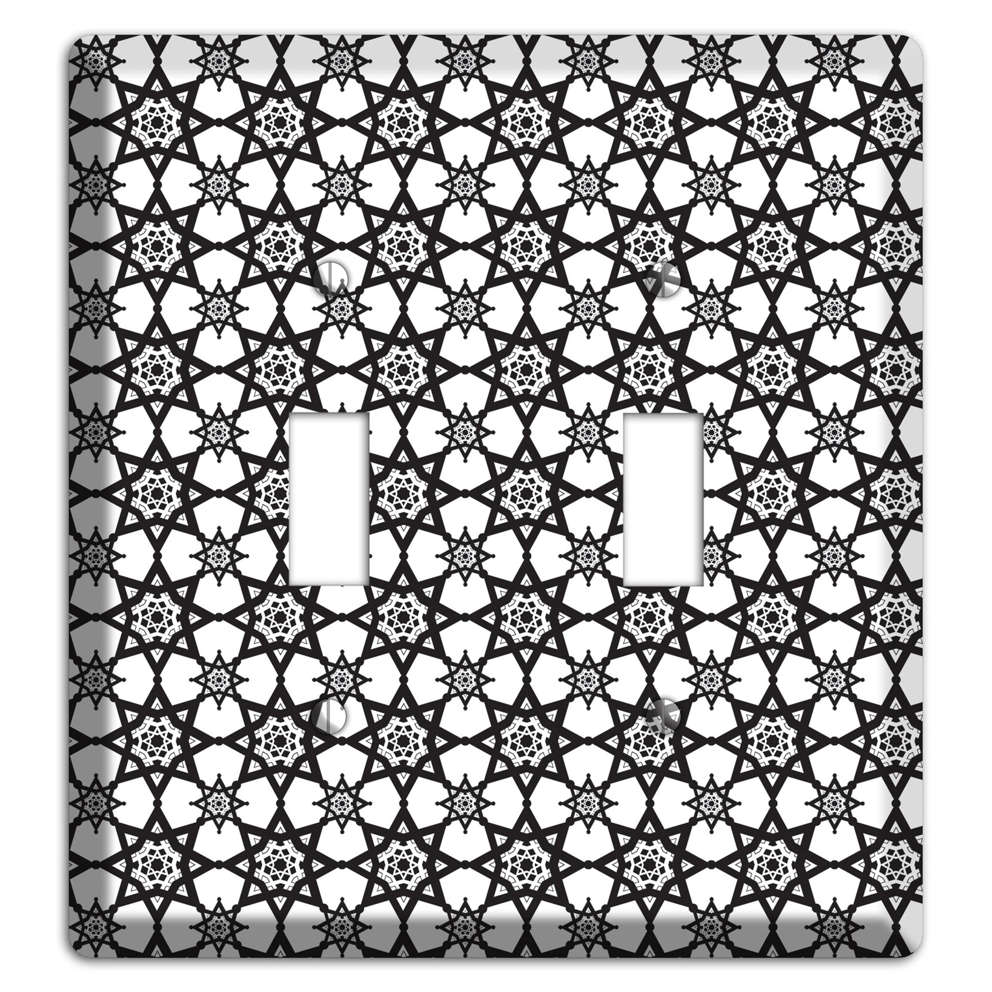 White and Black Arabesque 2 Toggle Wallplate
