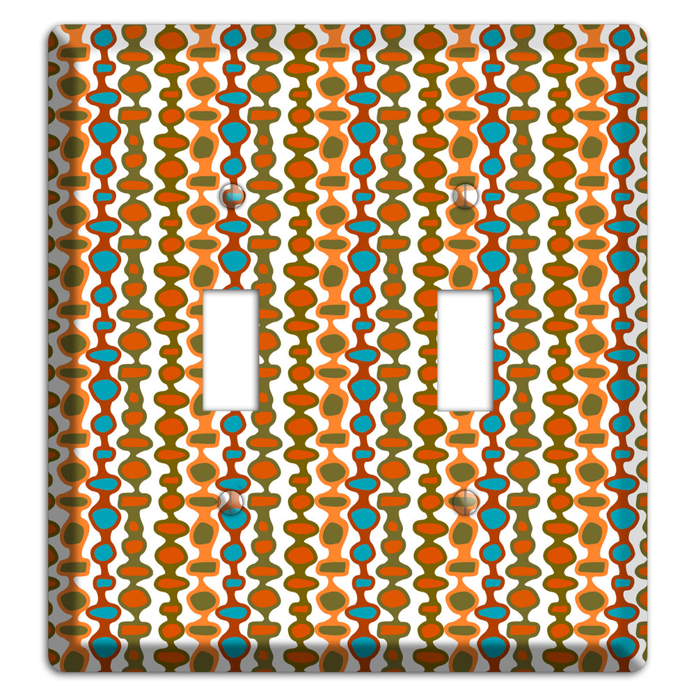 Multi Umber and Dusty Blue Bead and Reel 2 Toggle Wallplate