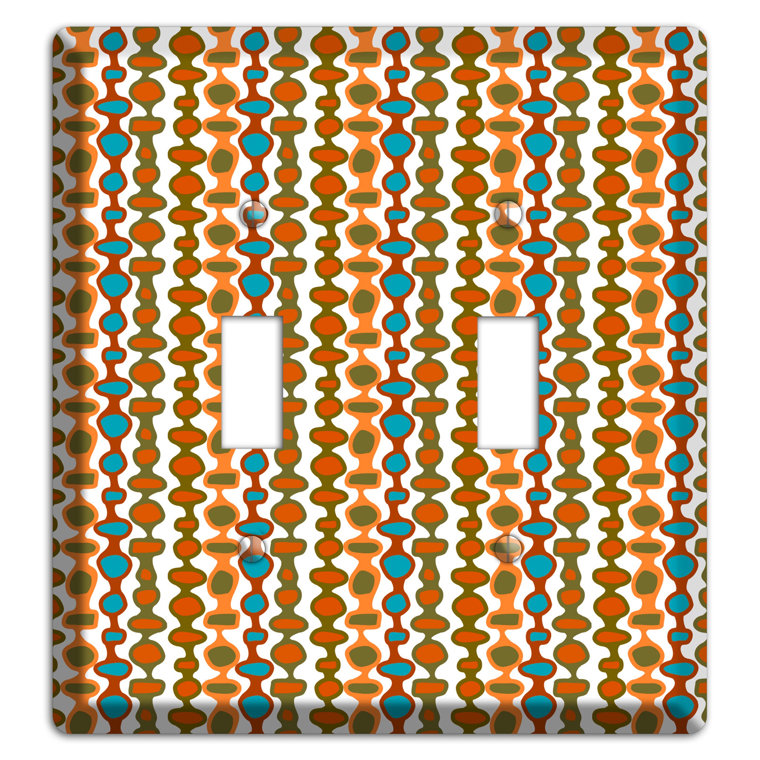 Multi Umber and Dusty Blue Bead and Reel 2 Toggle Wallplate