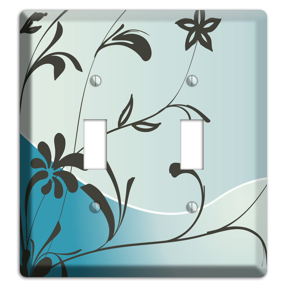 Blue-grey Flowers 2 Toggle Wallplate