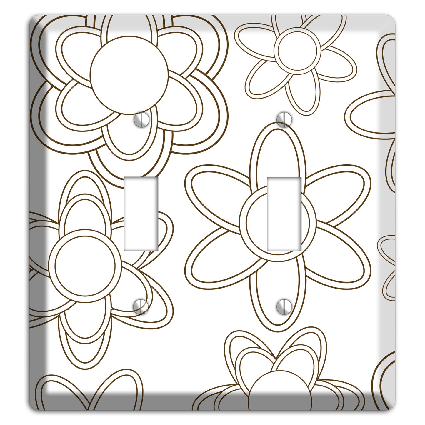 White with Retro Floral Contour 2 Toggle Wallplate