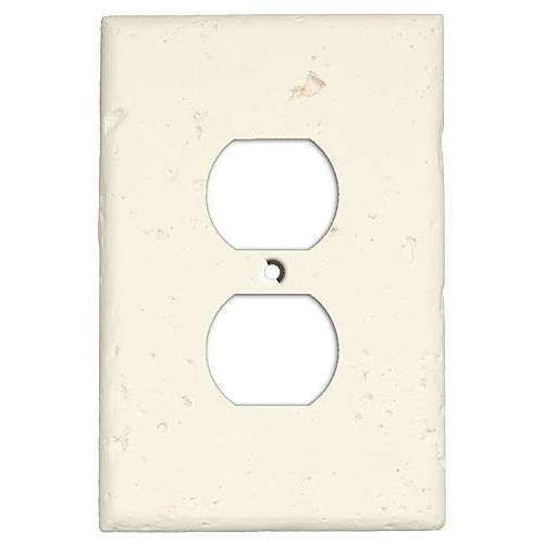 White Stone Duplex Outlet Cover Plate