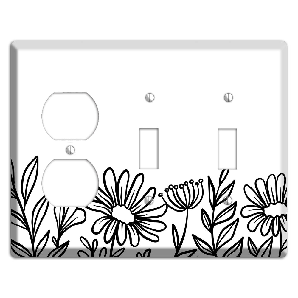 Hand-Drawn Floral 10 Duplex / 2 Toggle Wallplate