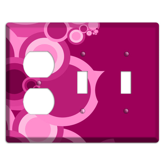 Pink and Fuschia Circles Duplex / 2 Toggle Wallplate