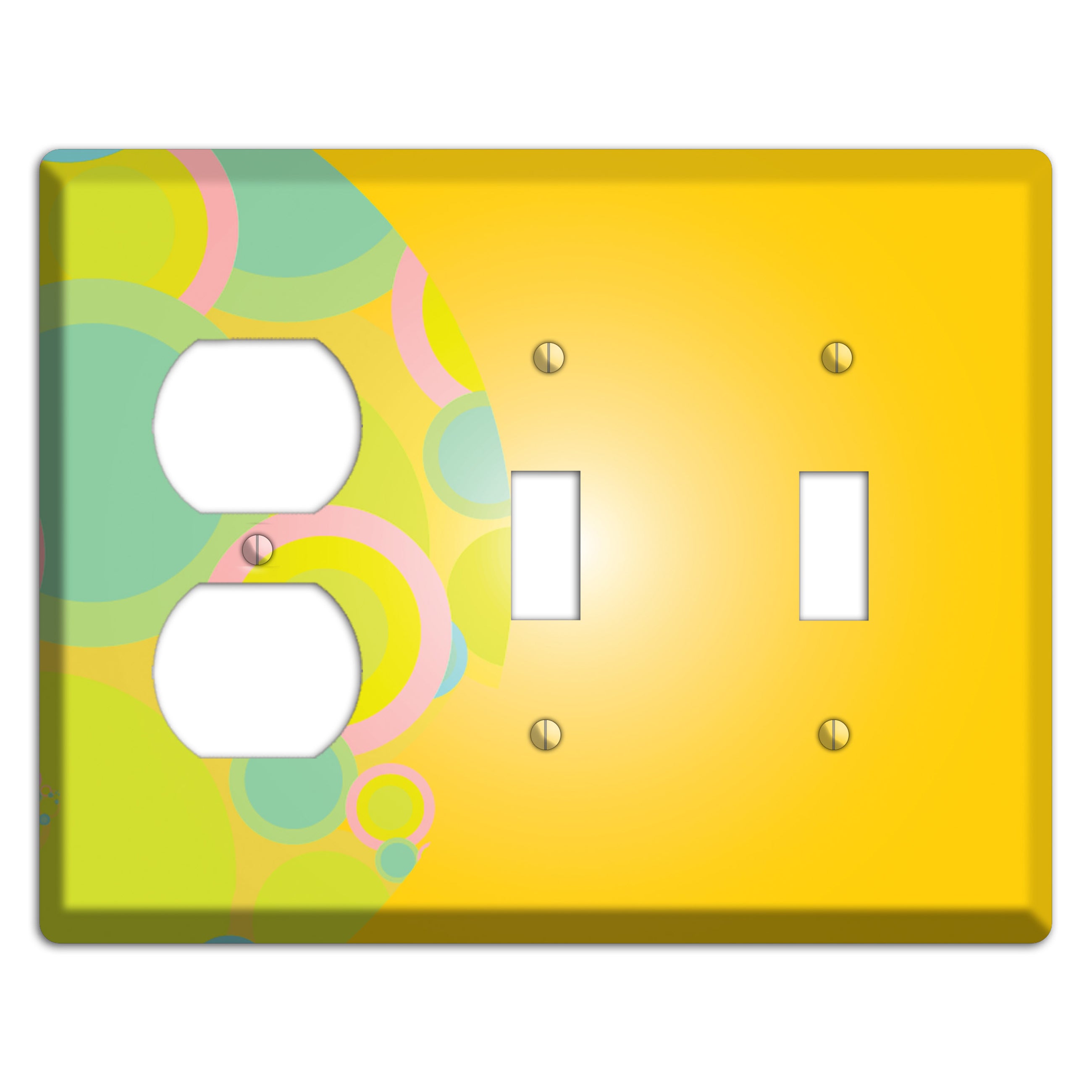 Yellow Circles Duplex / 2 Toggle Wallplate