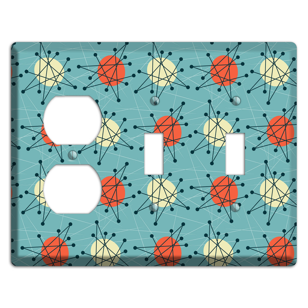 Orange And Yellow Atomic Burst Duplex / 2 Toggle Wallplate