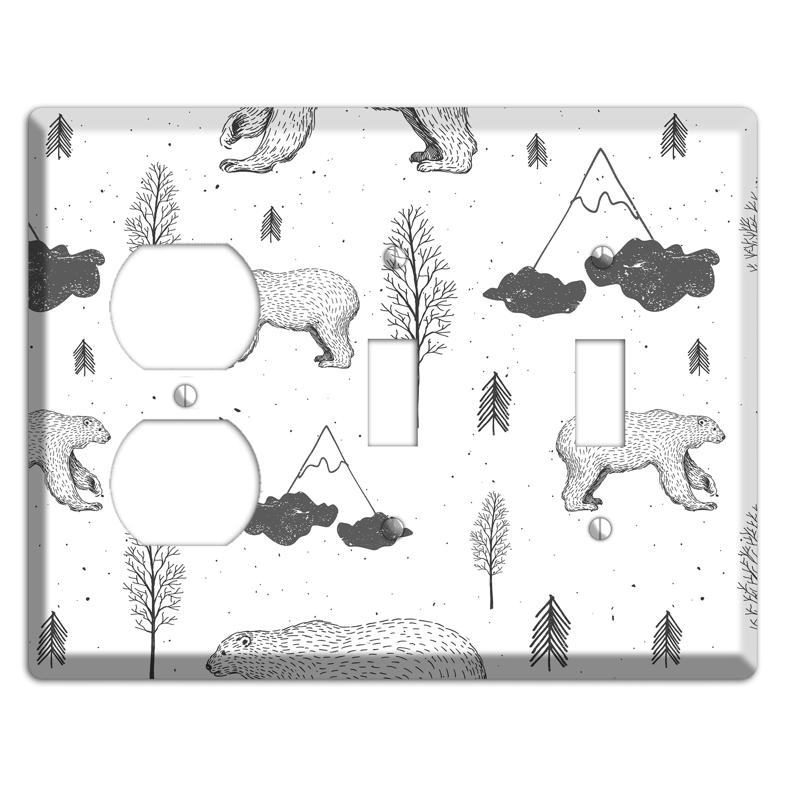 Wildlife Bear Duplex / 2 Toggle Wallplate
