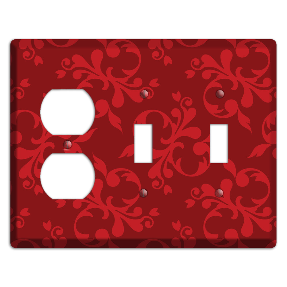 Red Victorian Toile Duplex / 2 Toggle Wallplate