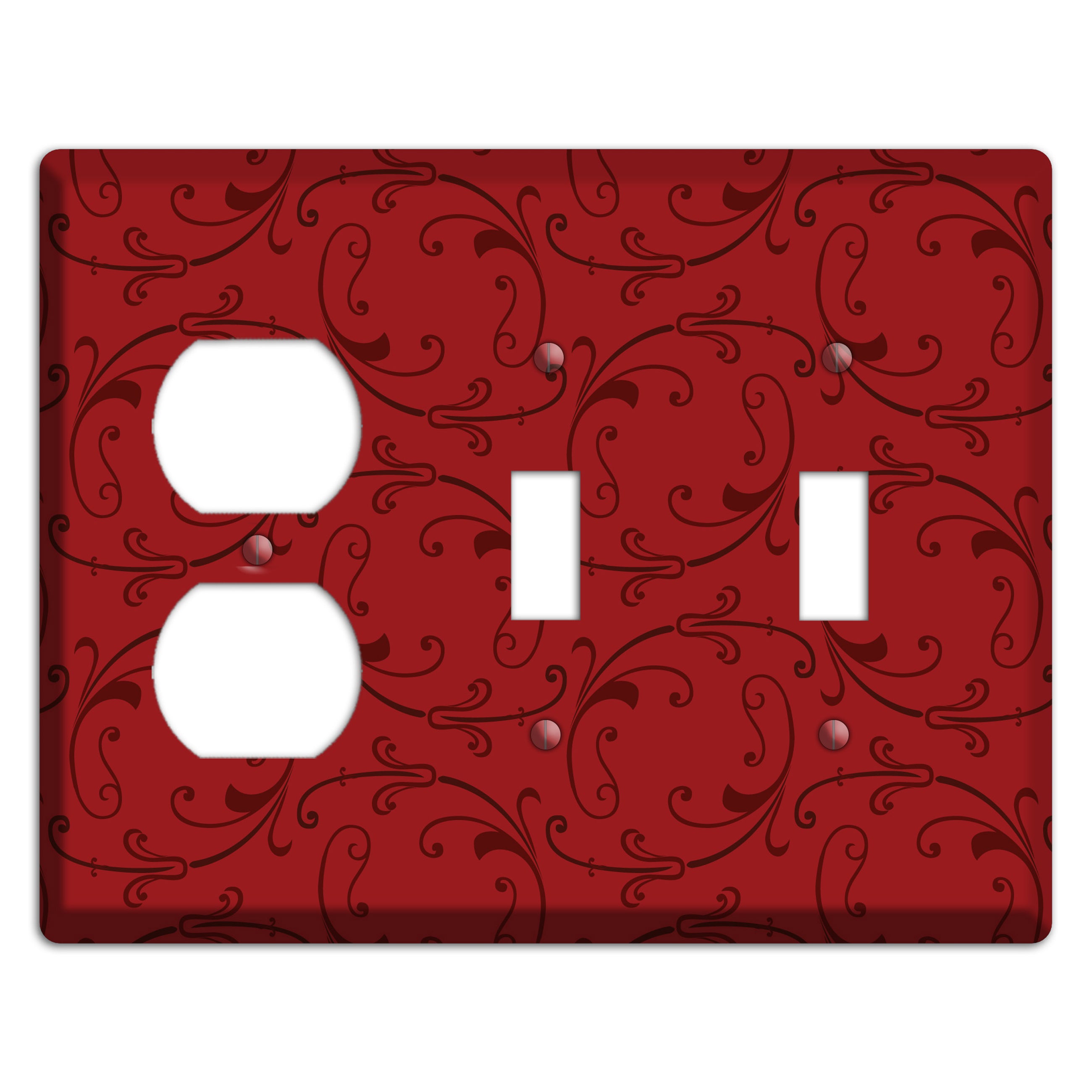 Red Victorian Sprig Duplex / 2 Toggle Wallplate