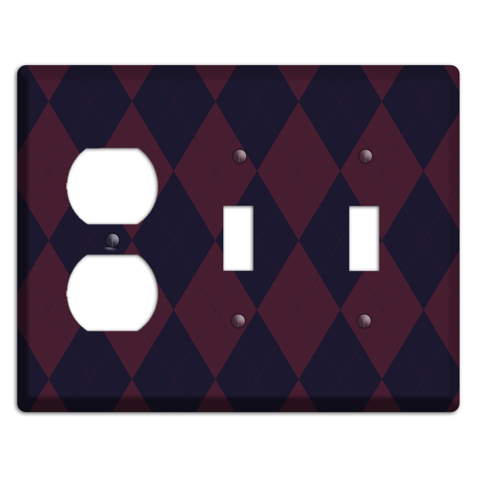 Dark Purple Argyle Duplex / 2 Toggle Wallplate