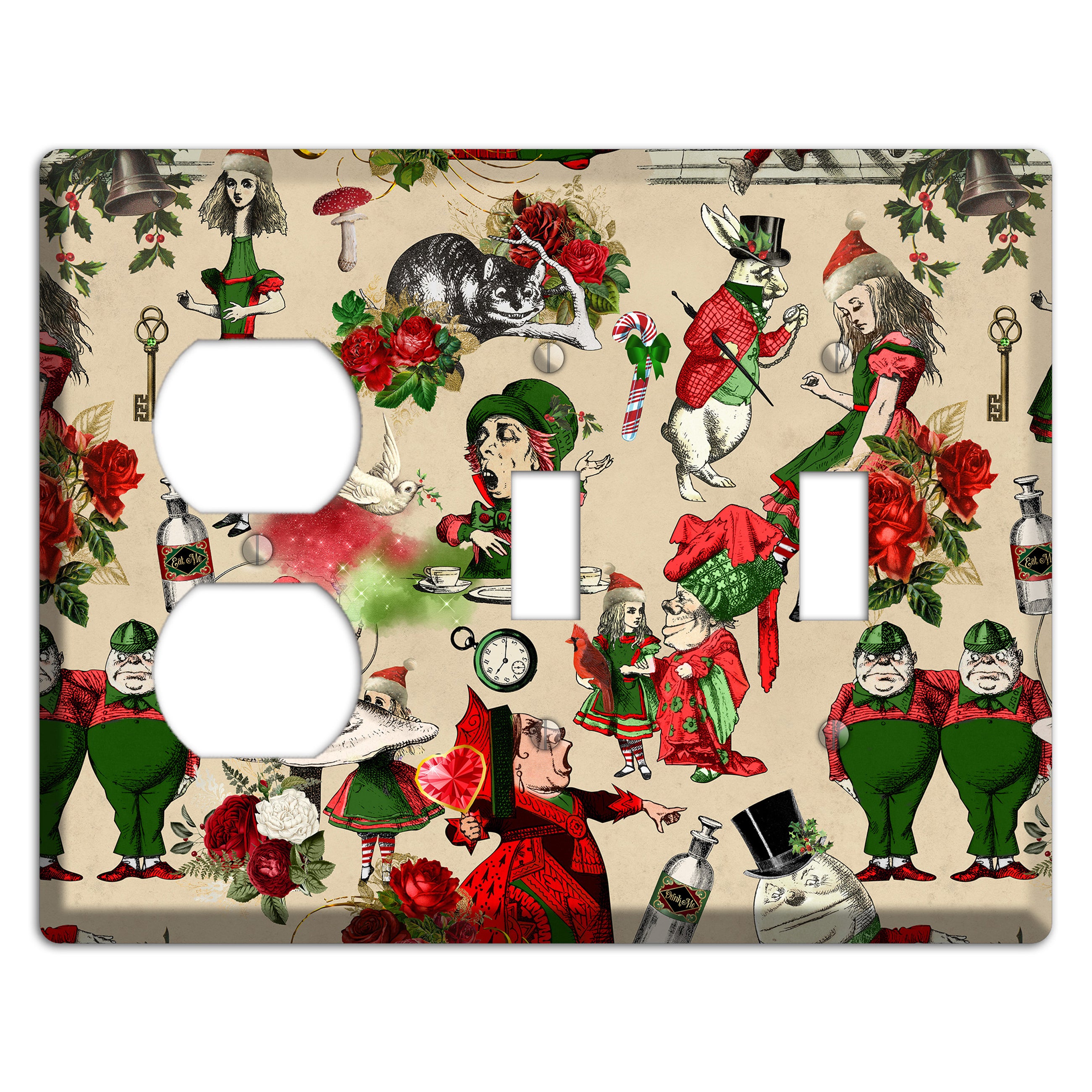 Holiday in Wonderland Characters Duplex / 2 Toggle Wallplate