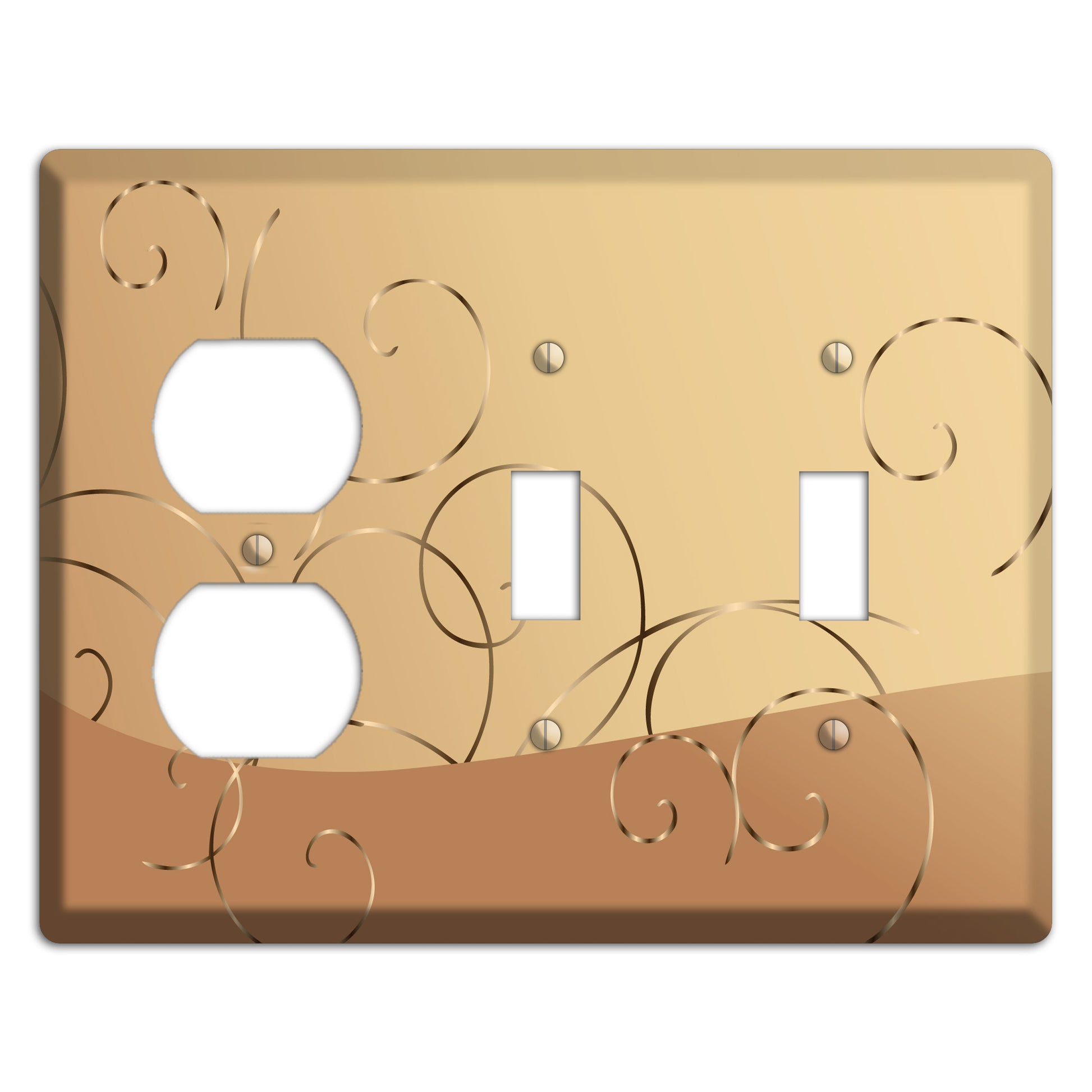 Light Brown and Beige Swirl Duplex / 2 Toggle Wallplate