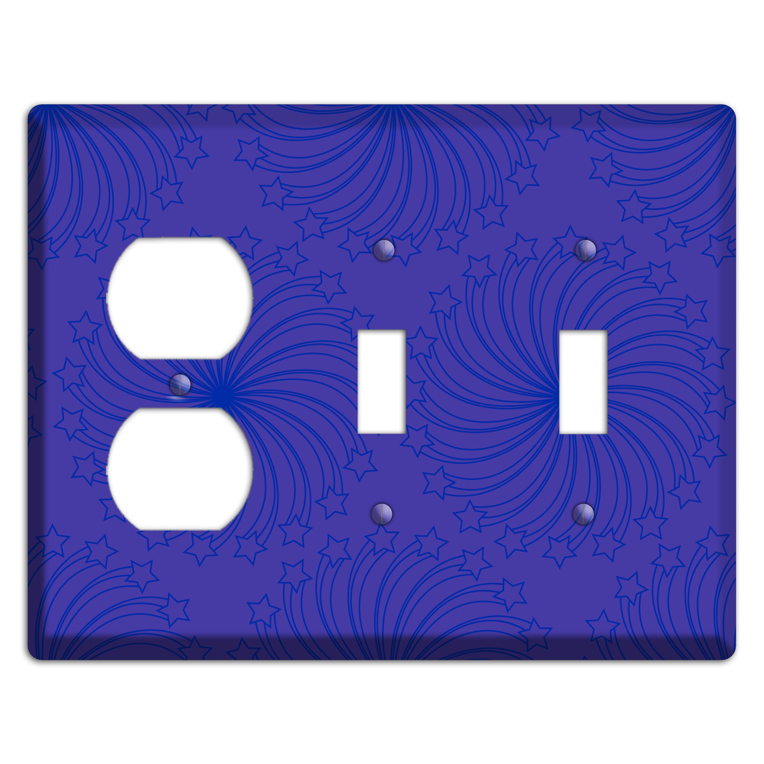 Multi Purple Star Swirl Duplex / 2 Toggle Wallplate
