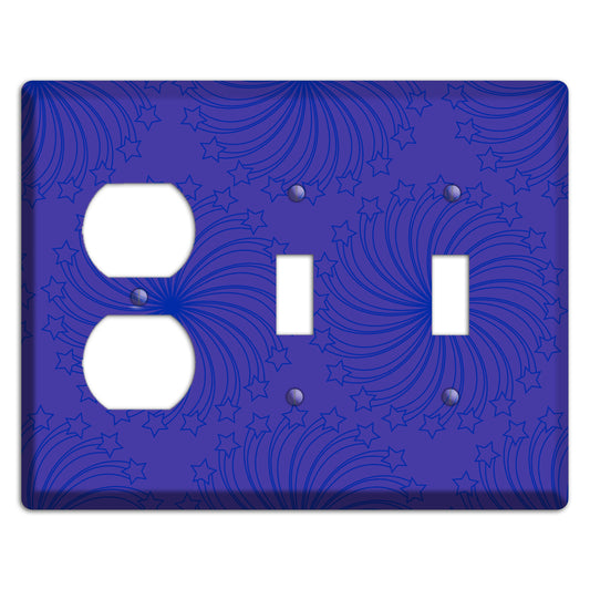 Multi Purple Star Swirl Duplex / 2 Toggle Wallplate