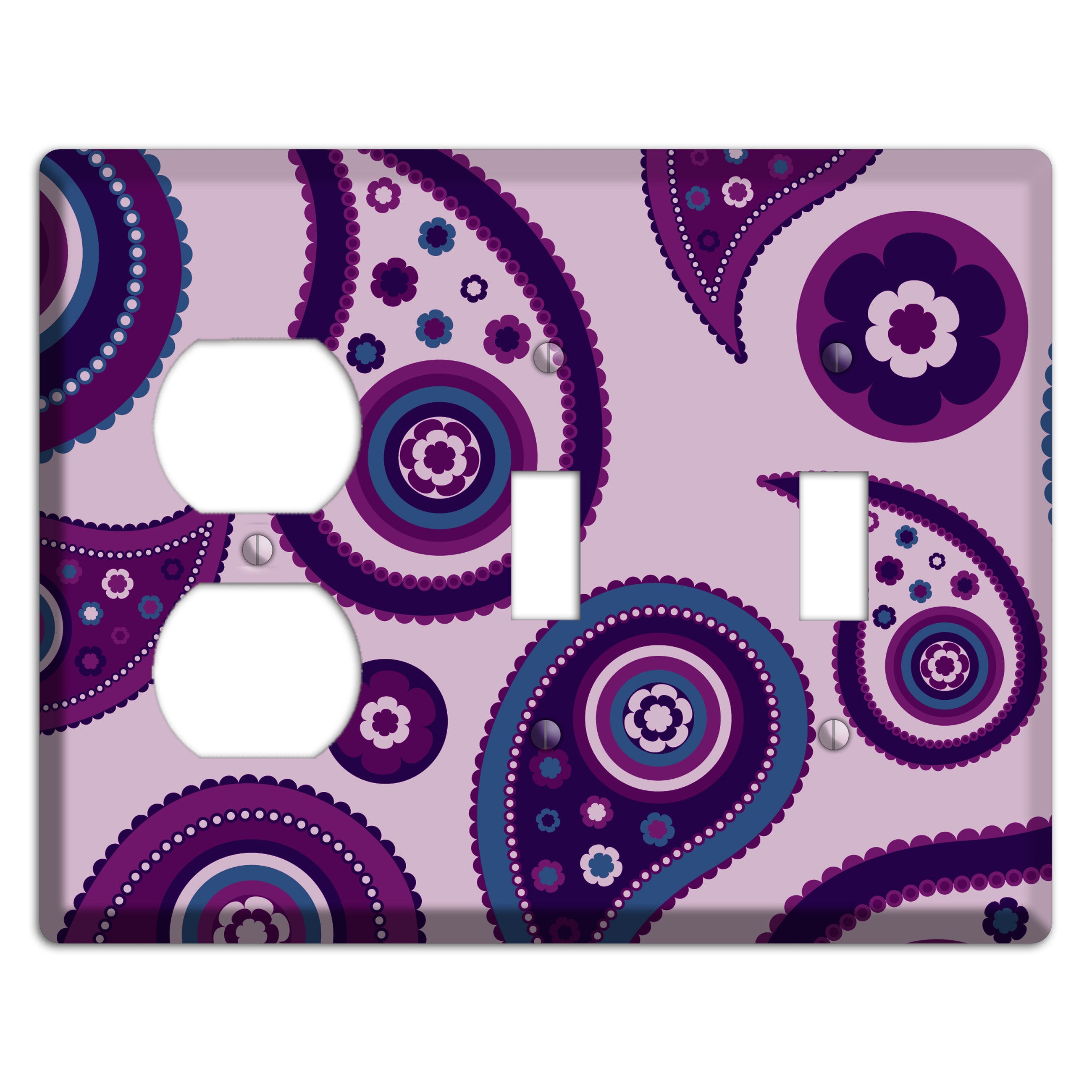 Light Purple Pailsey Duplex / 2 Toggle Wallplate
