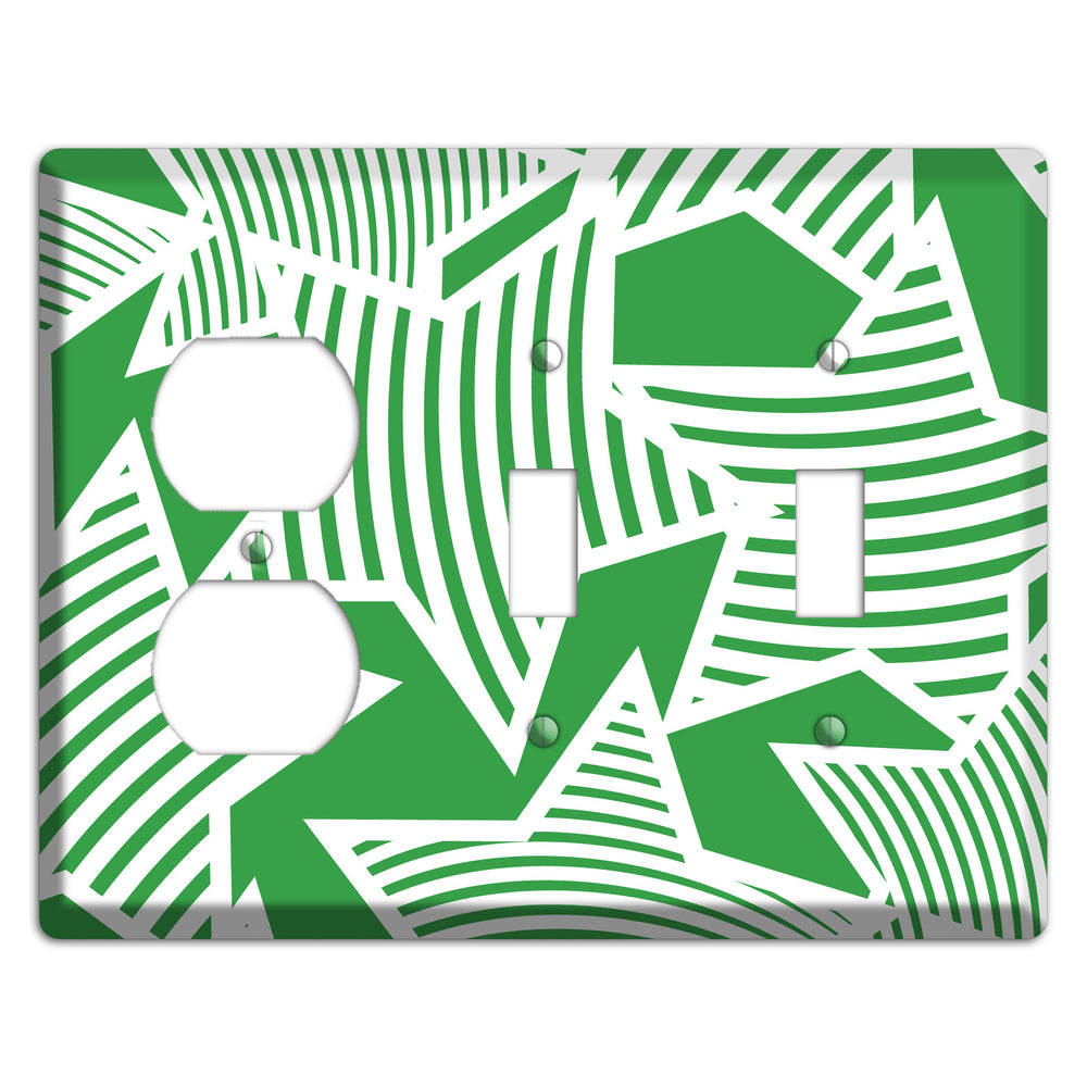 Green with Large White Stars Duplex / 2 Toggle Wallplate