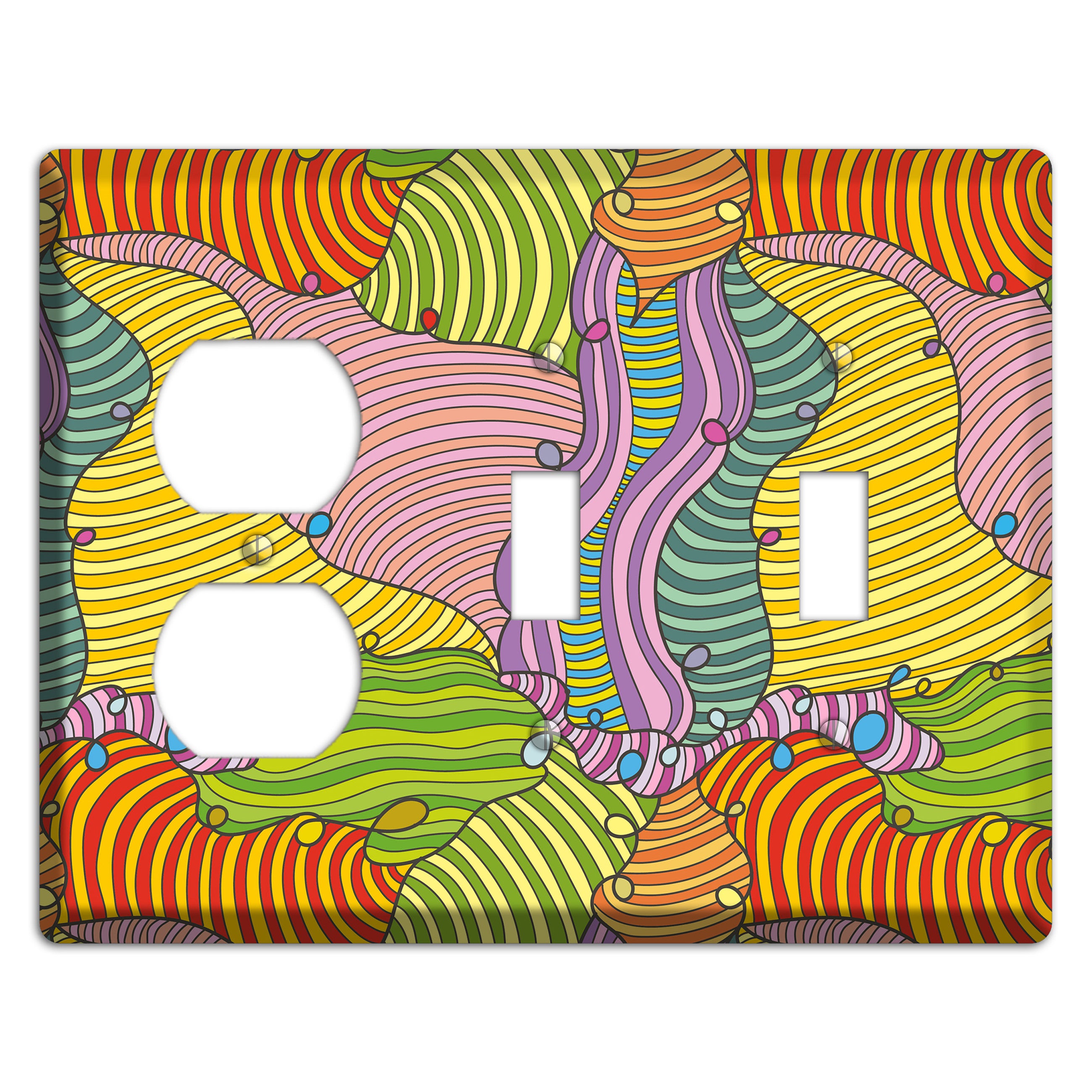 Retro Flourish 5 Duplex / 2 Toggle Wallplate