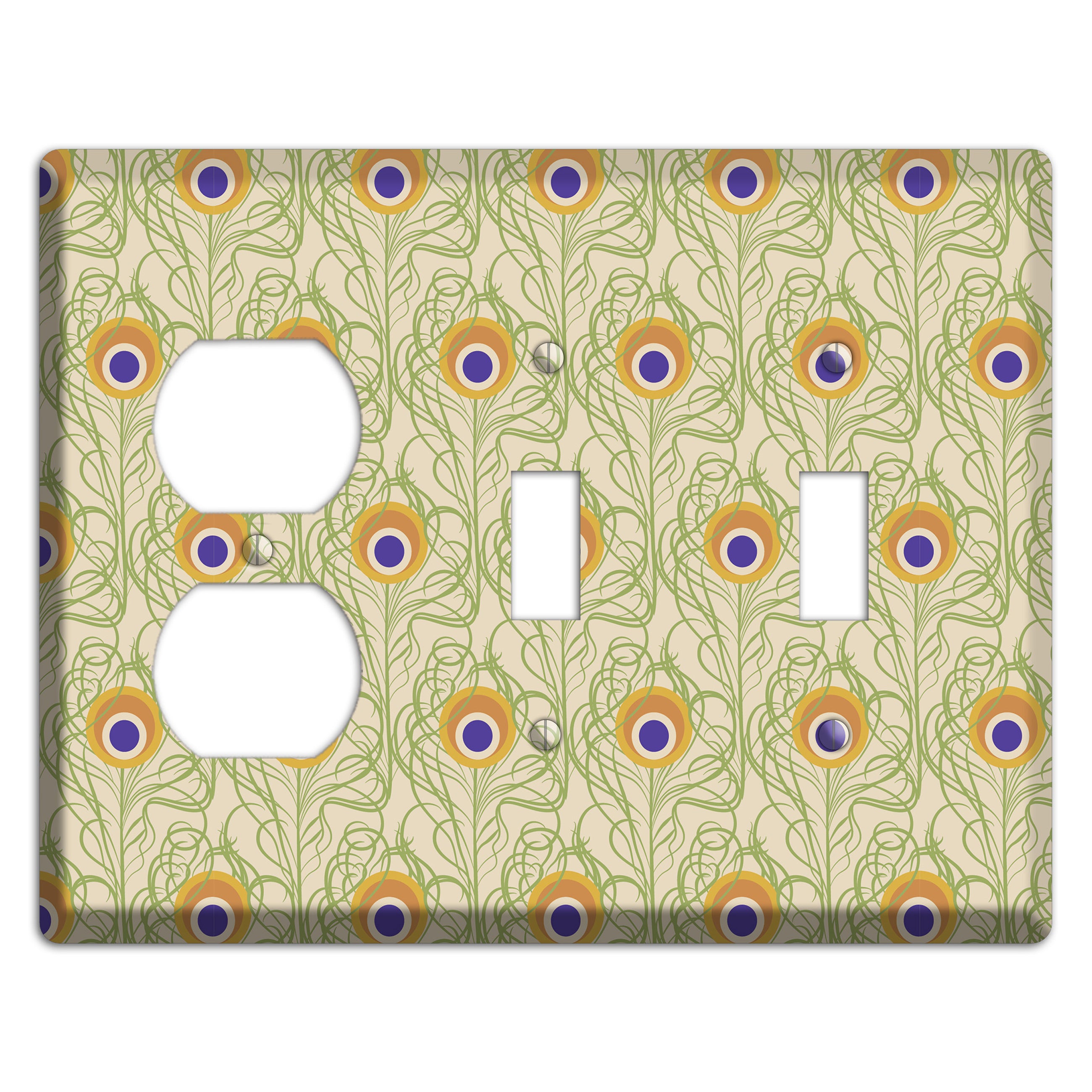 Nouveau Peacock Duplex / 2 Toggle Wallplate