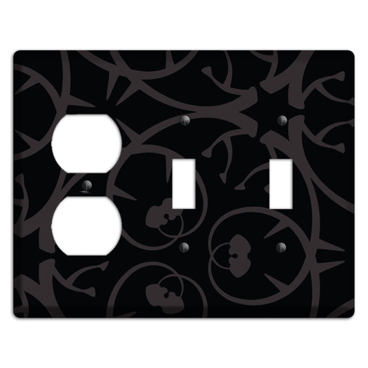 Black with Grey Abstract Swirl Duplex / 2 Toggle Wallplate