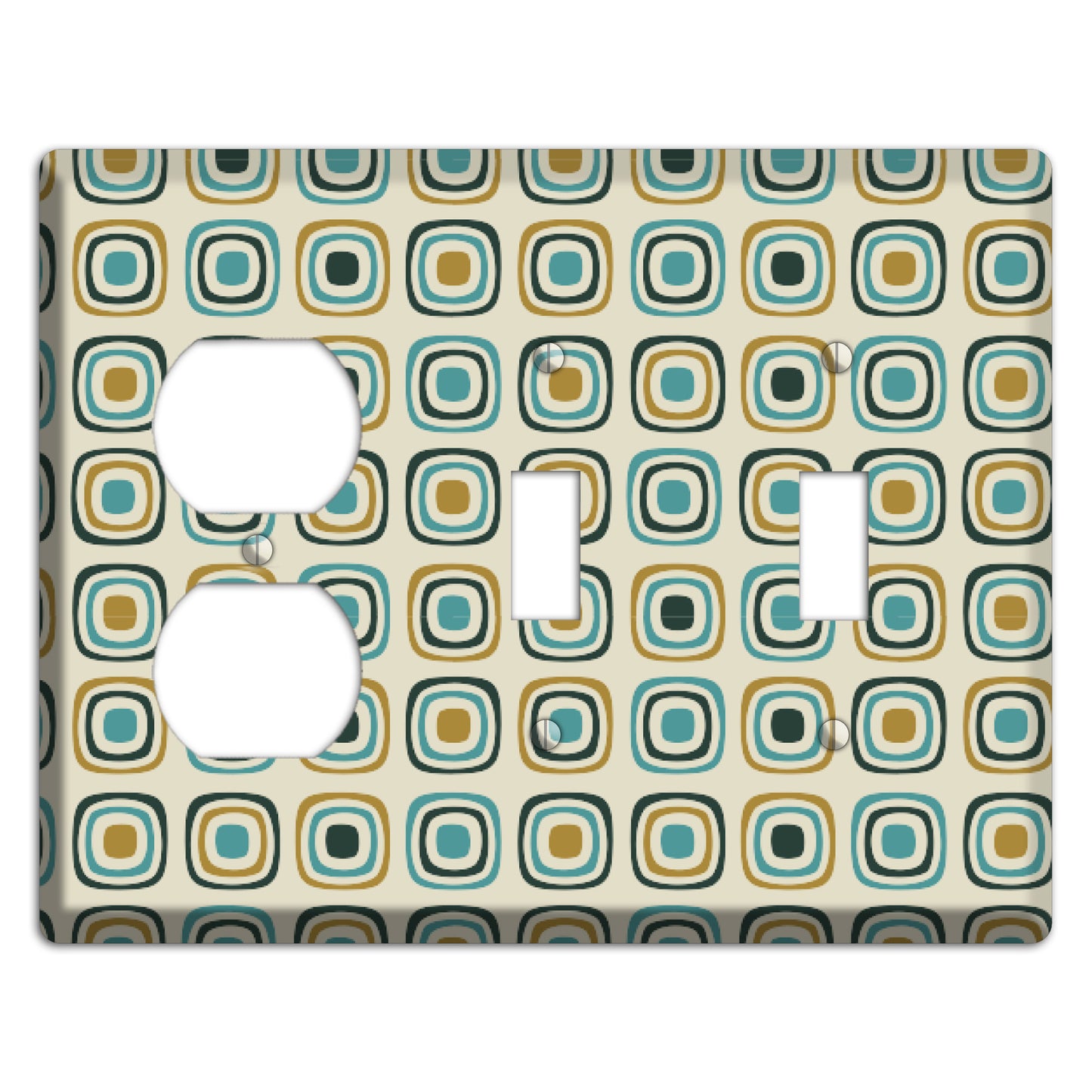 Yellow and Blue Rounded Squares Duplex / 2 Toggle Wallplate
