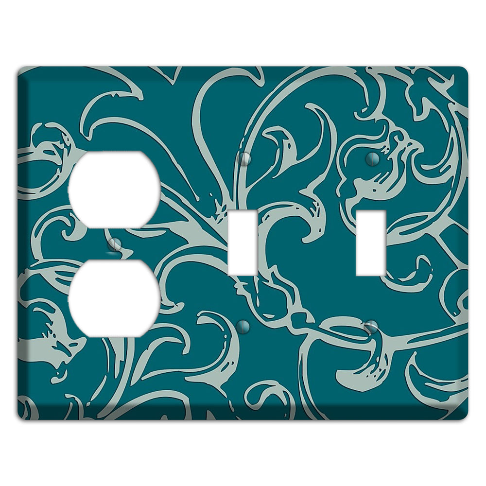Victorian Teal Duplex / 2 Toggle Wallplate