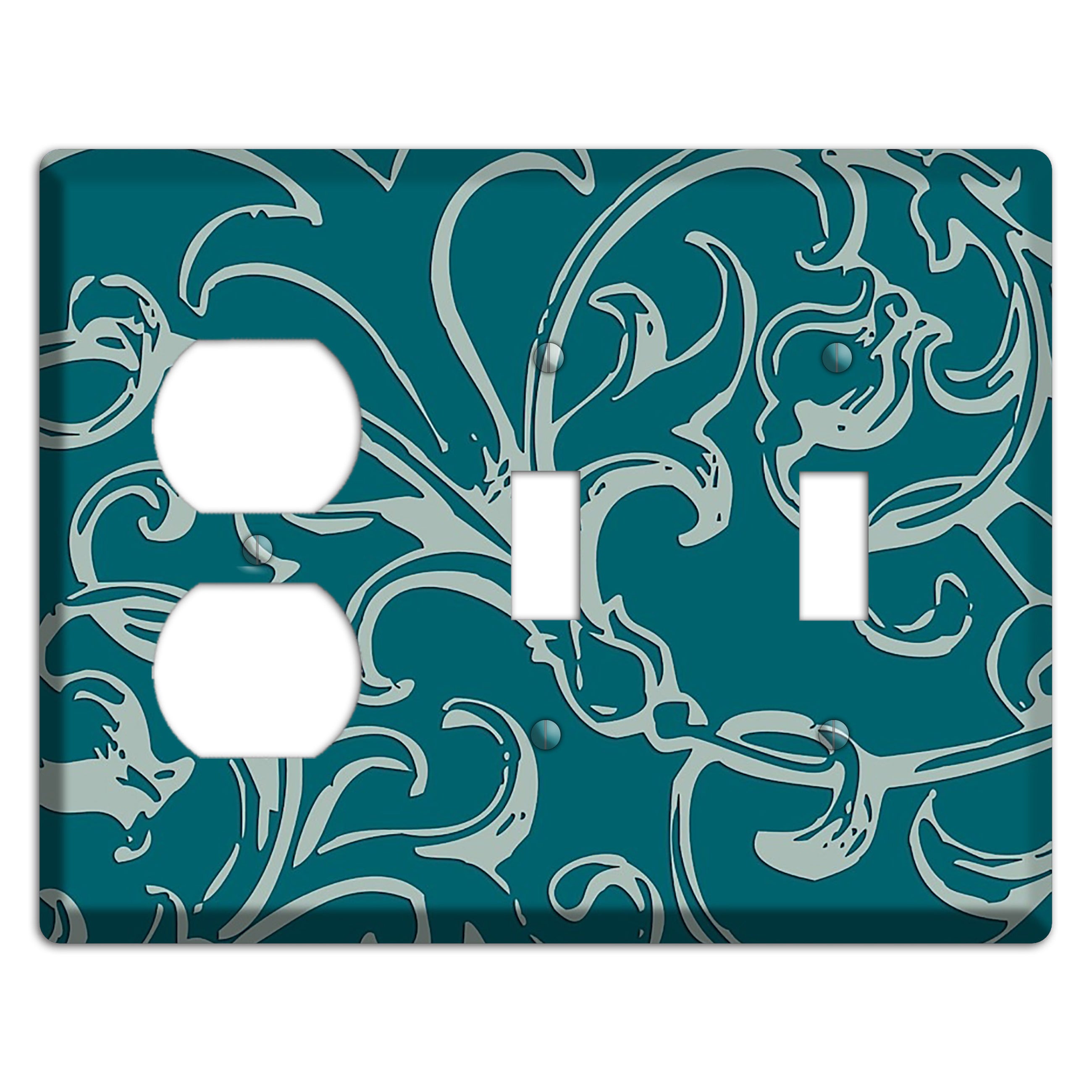 Victorian Teal Duplex / 2 Toggle Wallplate