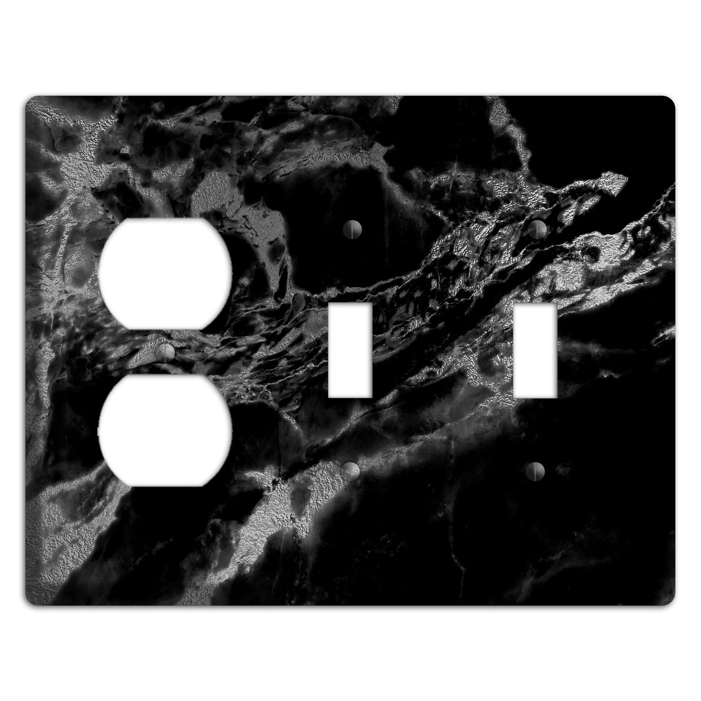 Black and Silver Marble Duplex / 2 Toggle Wallplate