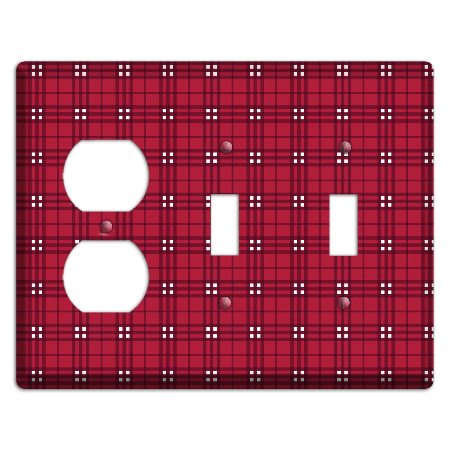 Red and White Plaid Duplex / 2 Toggle Wallplate