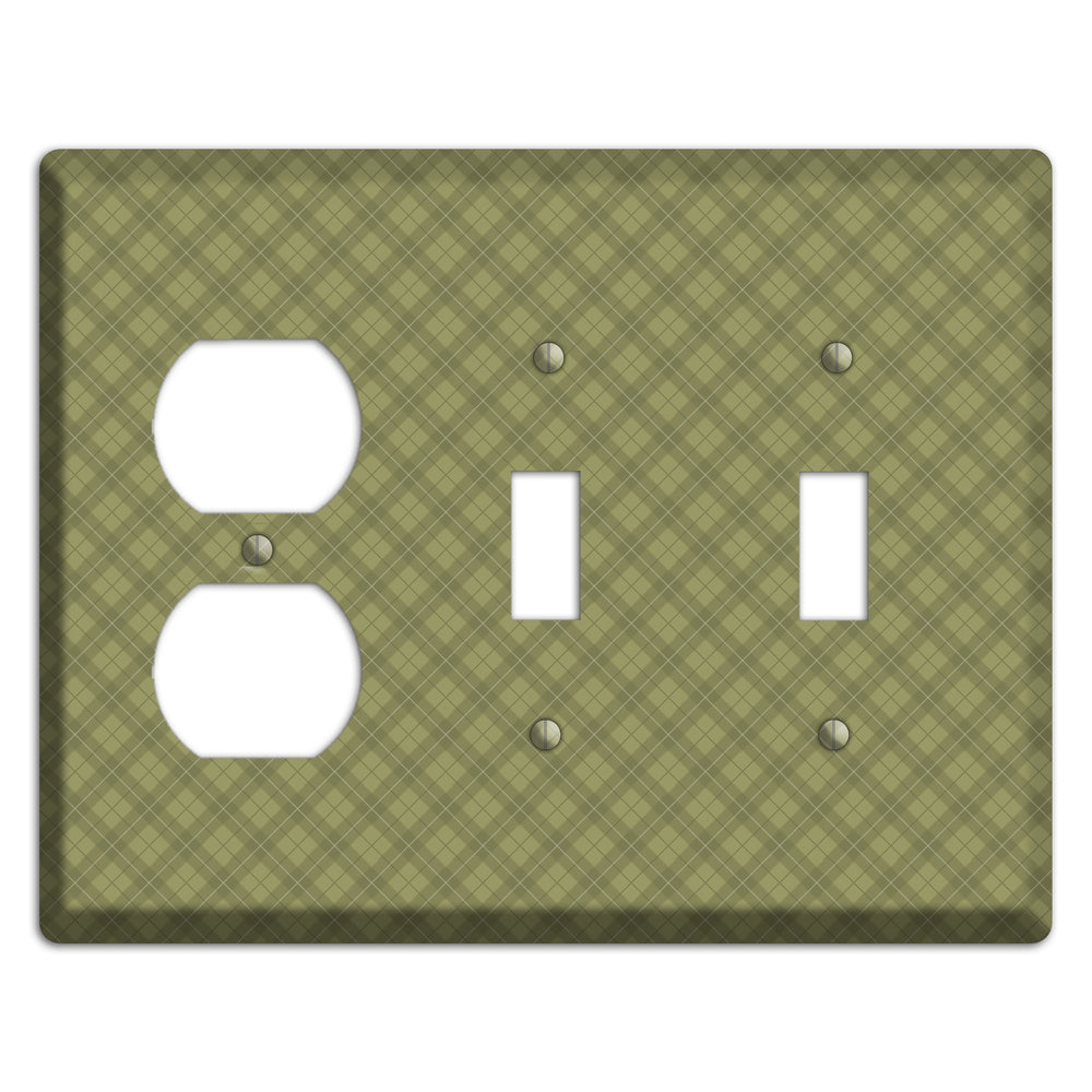 Green Plaid Duplex / 2 Toggle Wallplate