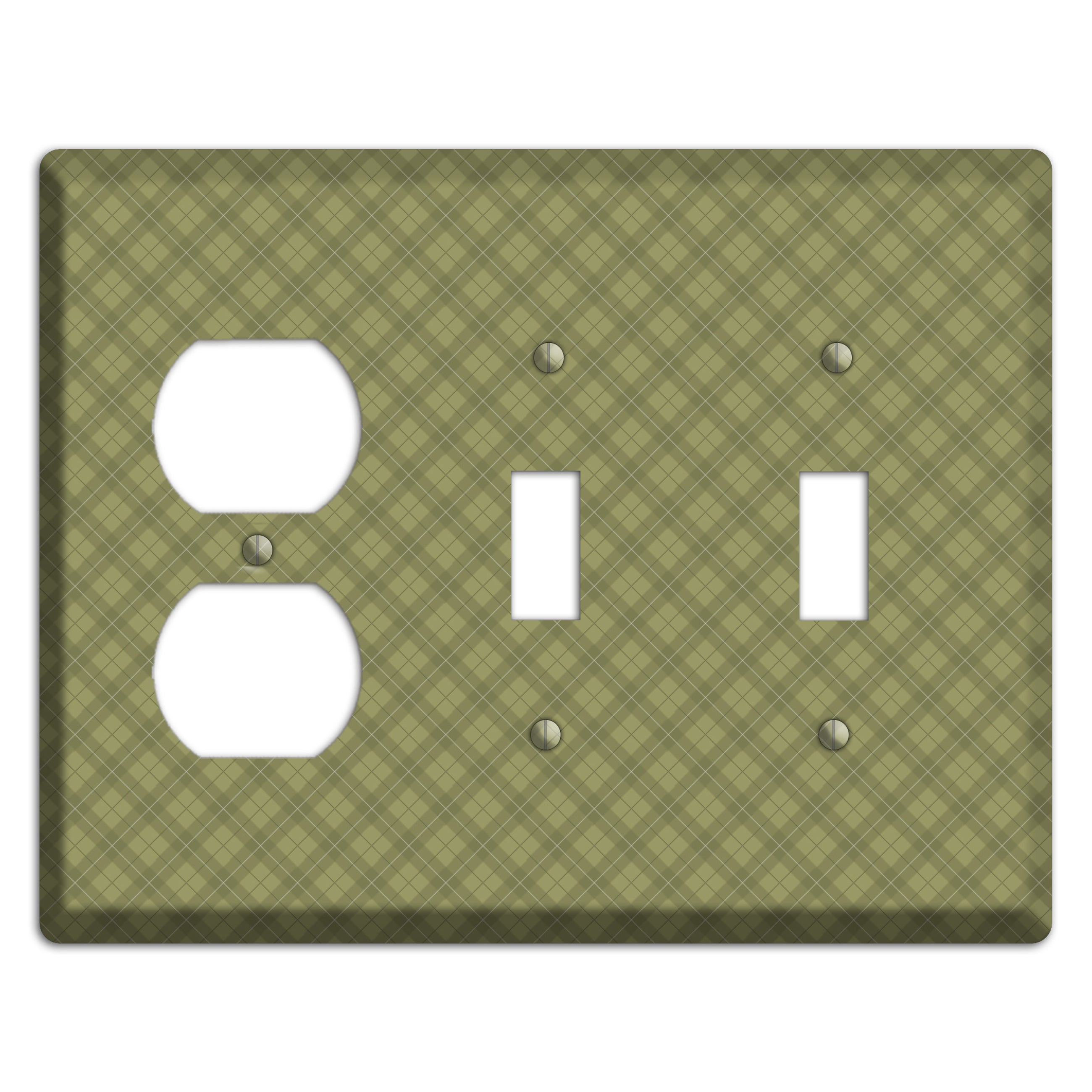 Green Plaid Duplex / 2 Toggle Wallplate