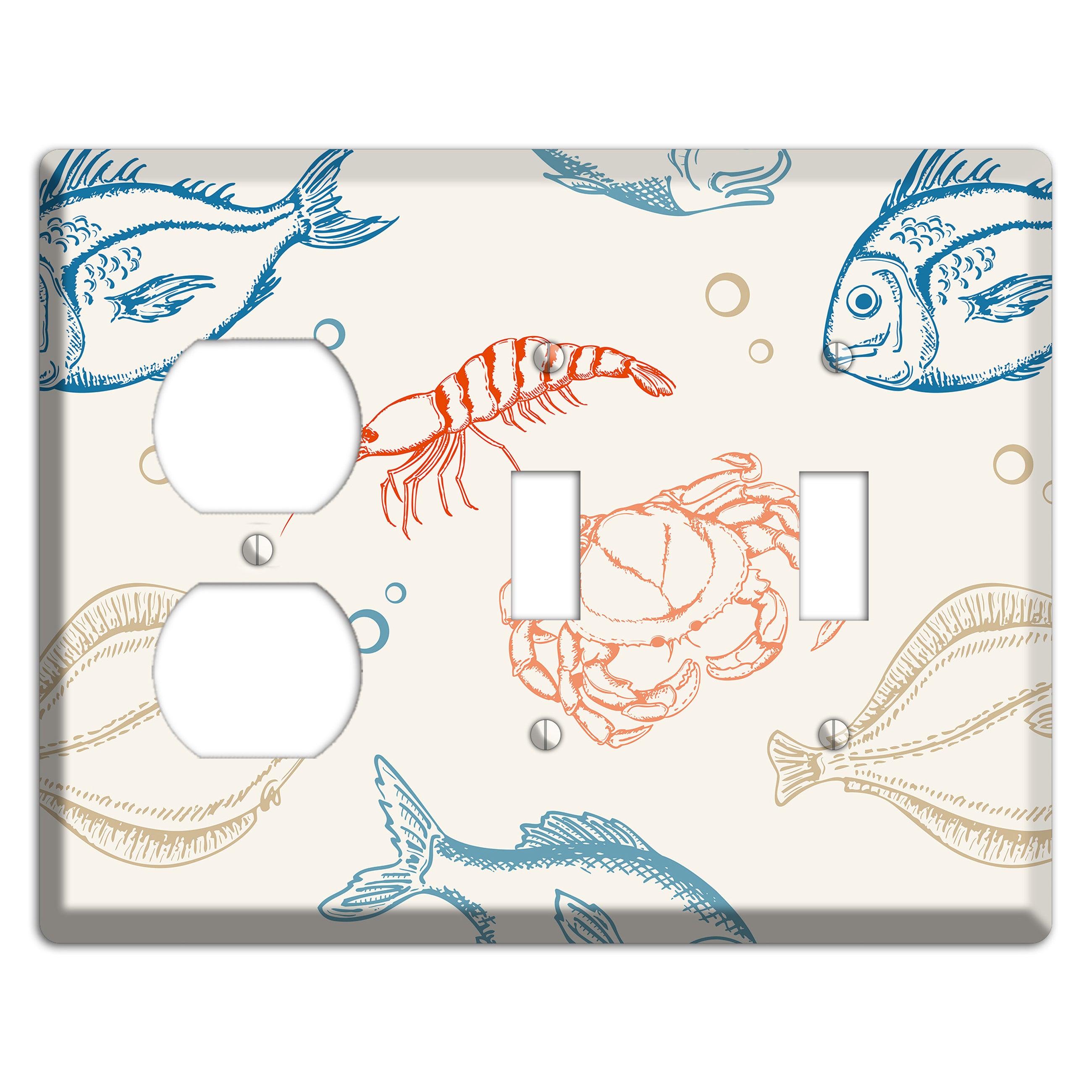 Mixed Sea Life Style 1 Duplex / 2 Toggle Wallplate