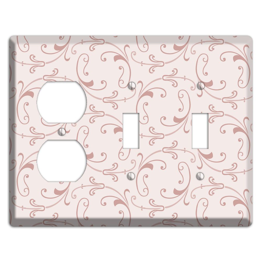 Dusty Rose Victorian Sprig Duplex / 2 Toggle Wallplate