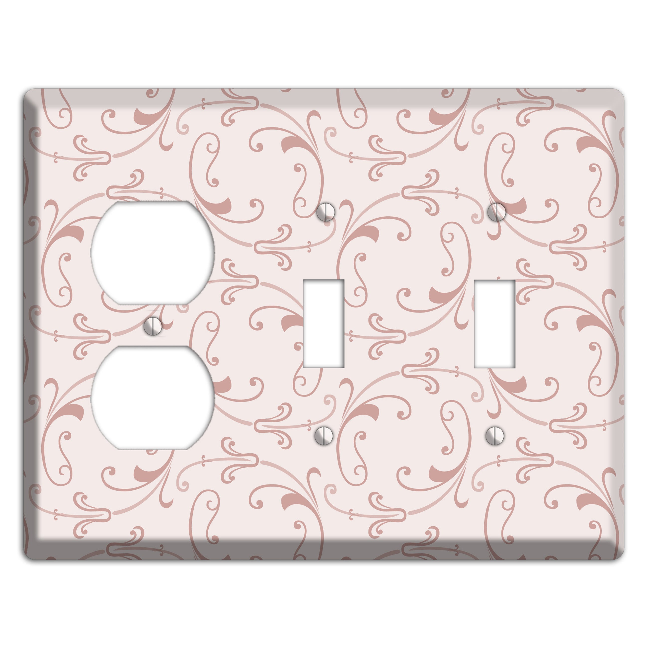 Dusty Rose Victorian Sprig Duplex / 2 Toggle Wallplate