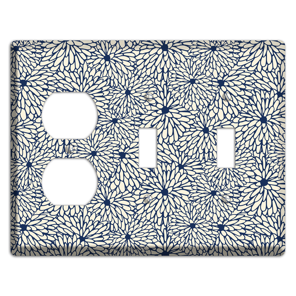Beige Floral Burst Duplex / 2 Toggle Wallplate