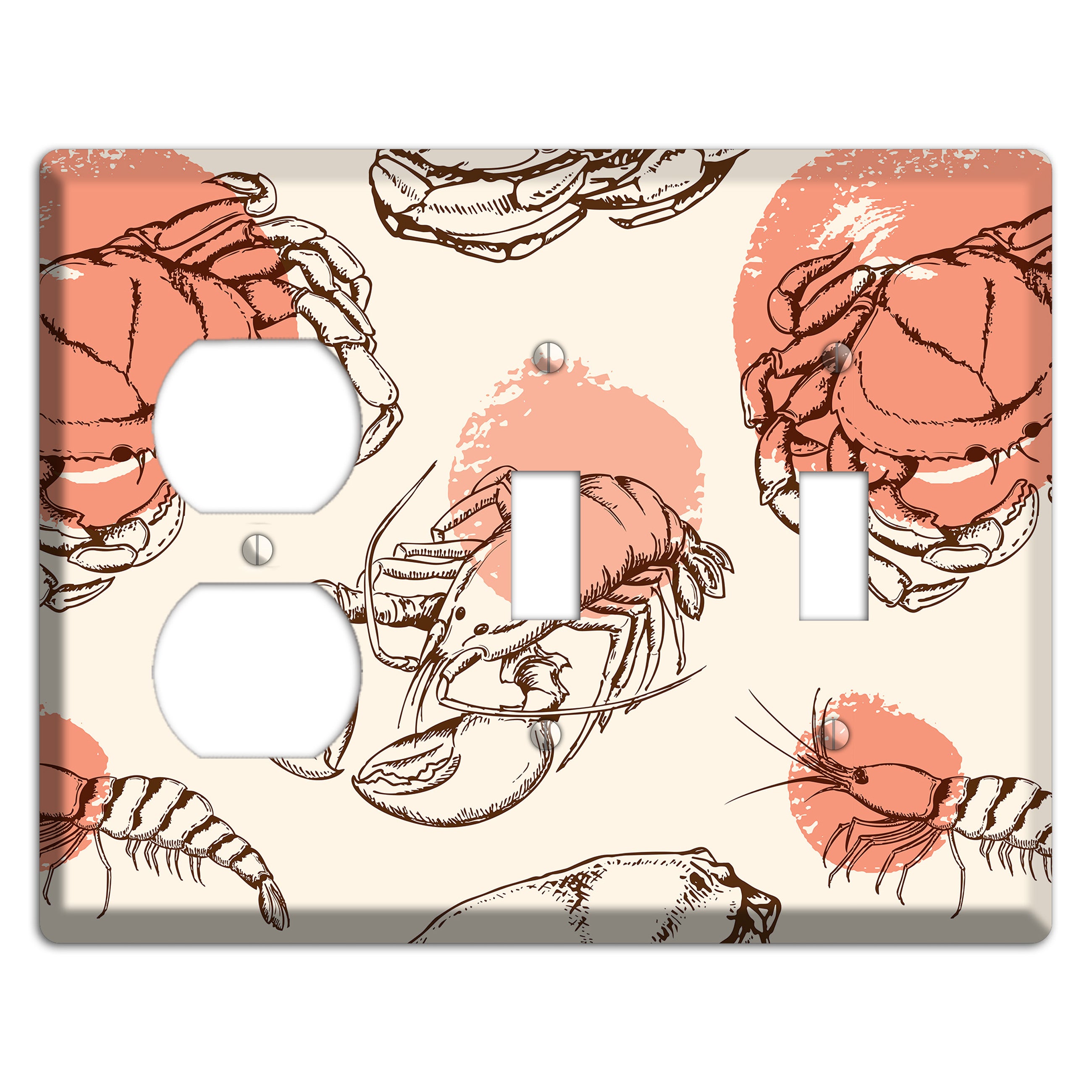 Red Crab Duplex / 2 Toggle Wallplate