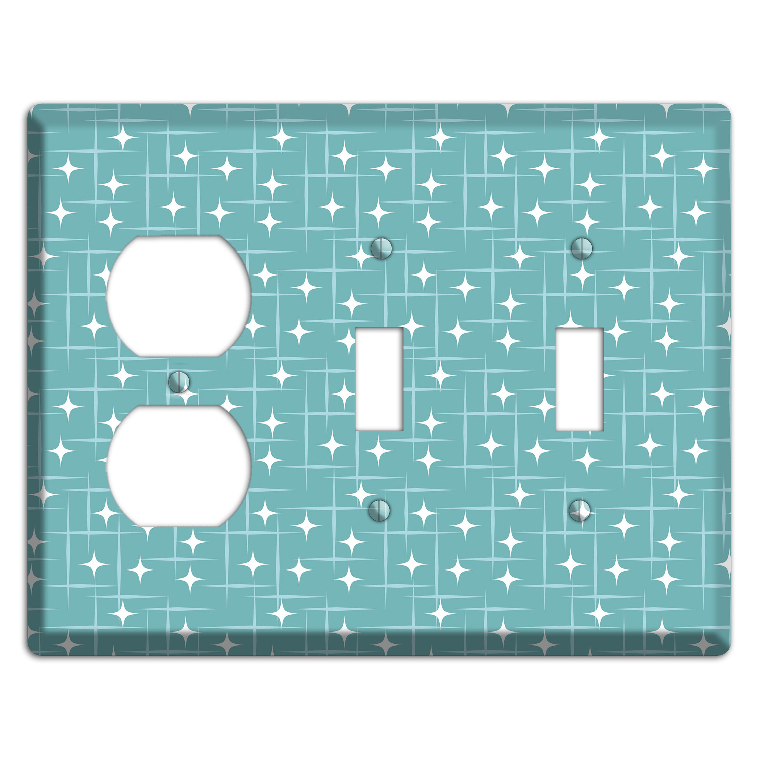 Blue Star Burst Duplex / 2 Toggle Wallplate